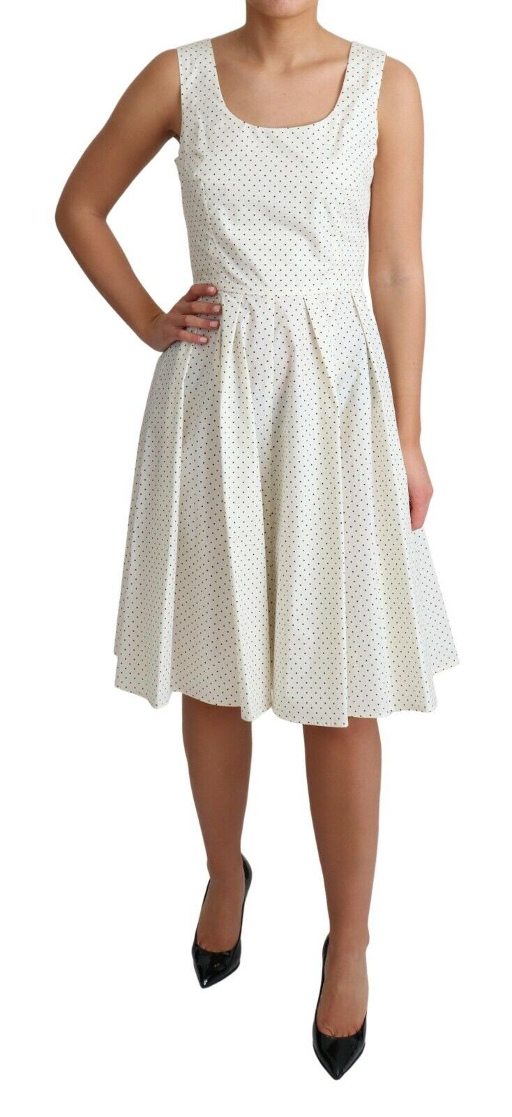 Vestido de algodón blanco con lunares y corte en A de Dolce & Gabbana-2