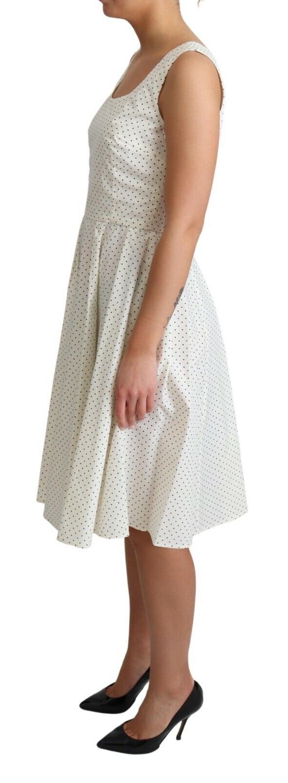 Vestido de algodón blanco con lunares y corte en A de Dolce & Gabbana-3