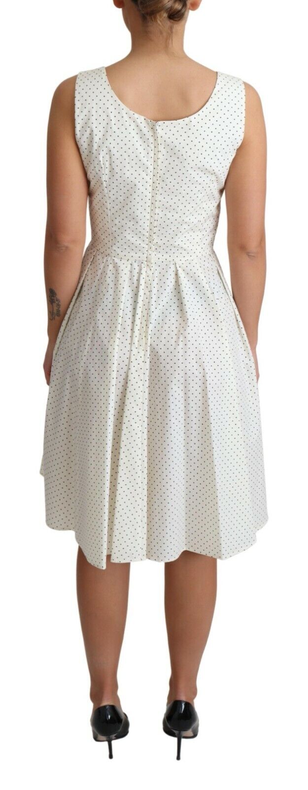 Vestido de algodón blanco con lunares y corte en A de Dolce & Gabbana-4