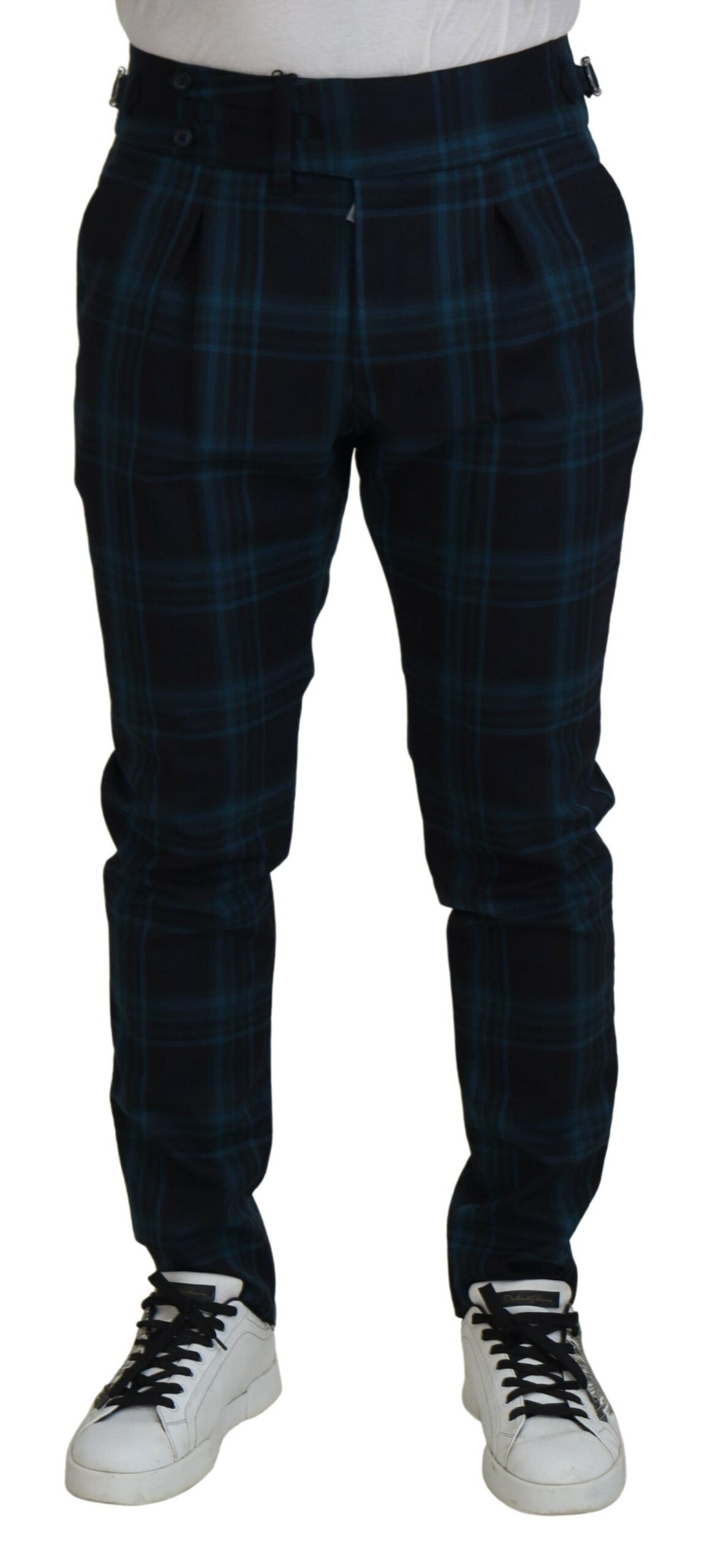 Dolce & Gabbana blue and purple checkered wool trousers