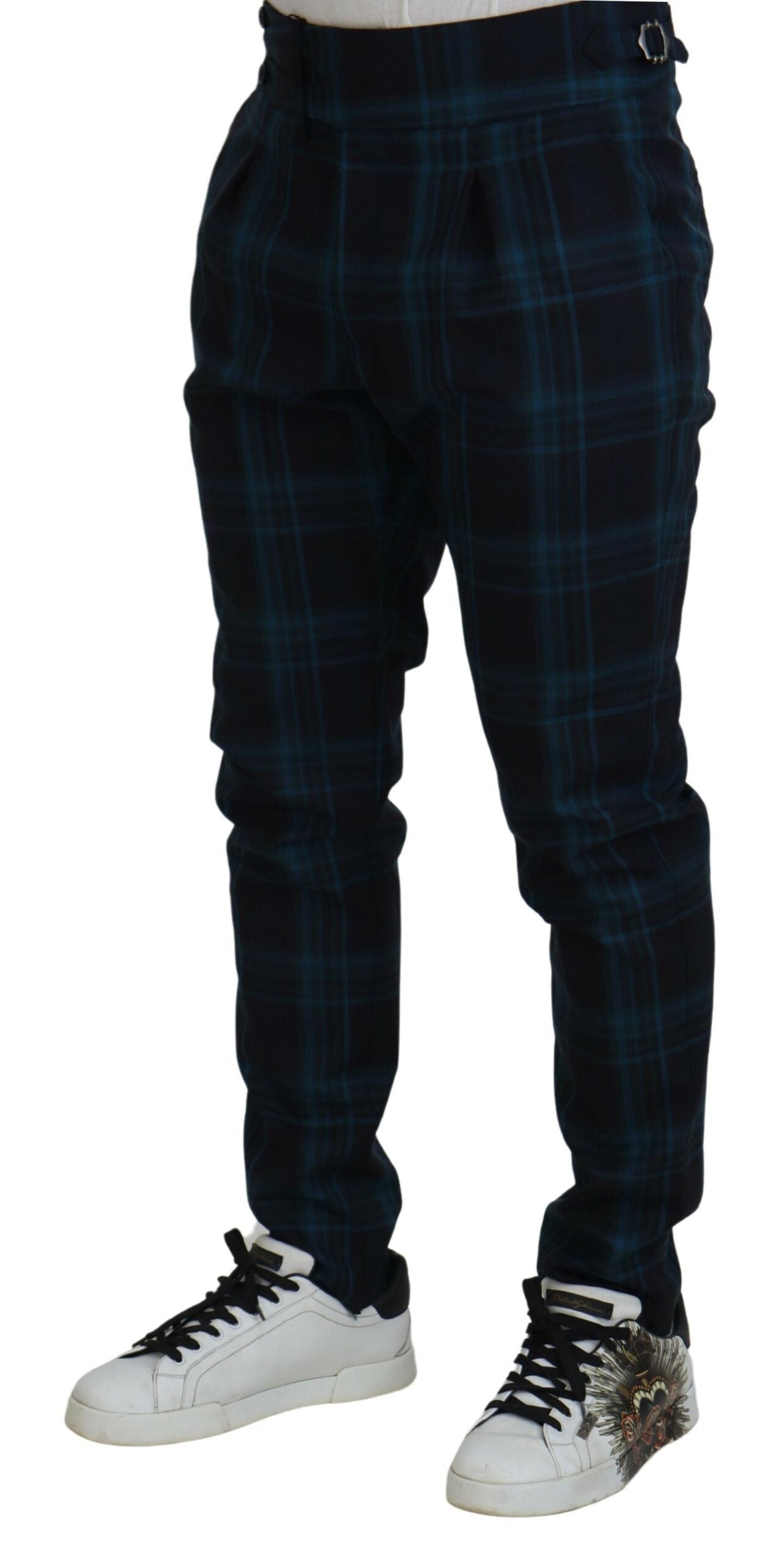 Dolce & Gabbana blue and purple checkered wool trousers-2
