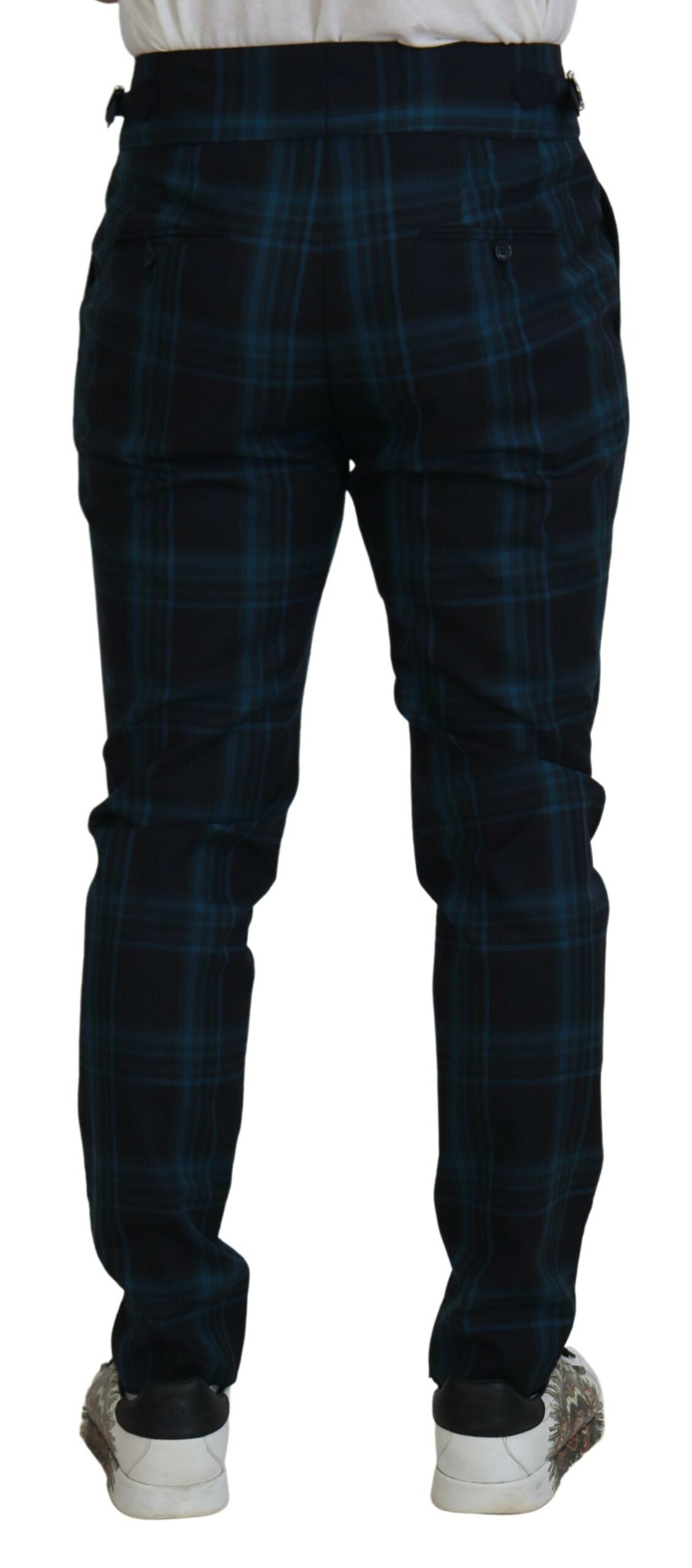 Dolce & Gabbana blue and purple checkered wool trousers-3