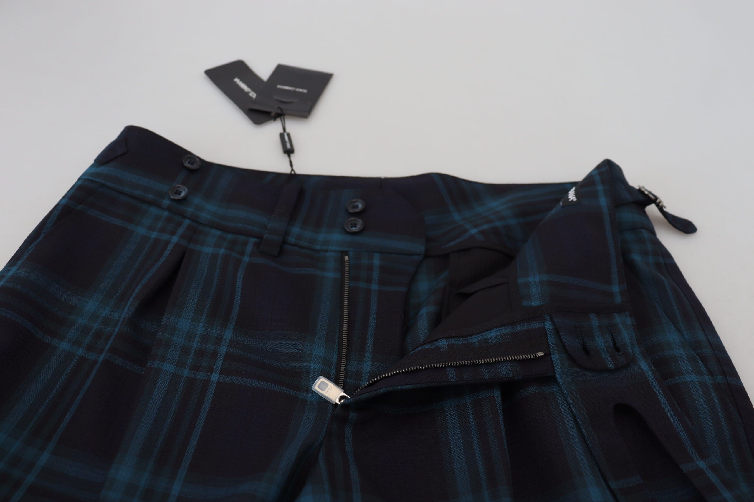 Dolce & Gabbana blue and purple checkered wool trousers-5