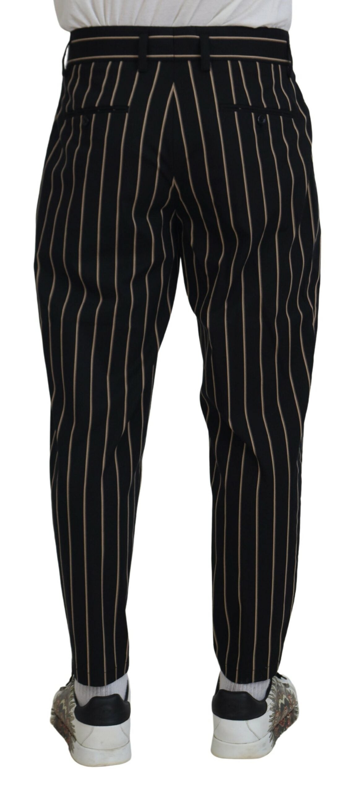 Pantalones elásticos de algodón a rayas negras y beige de Dolce & Gabbana-3