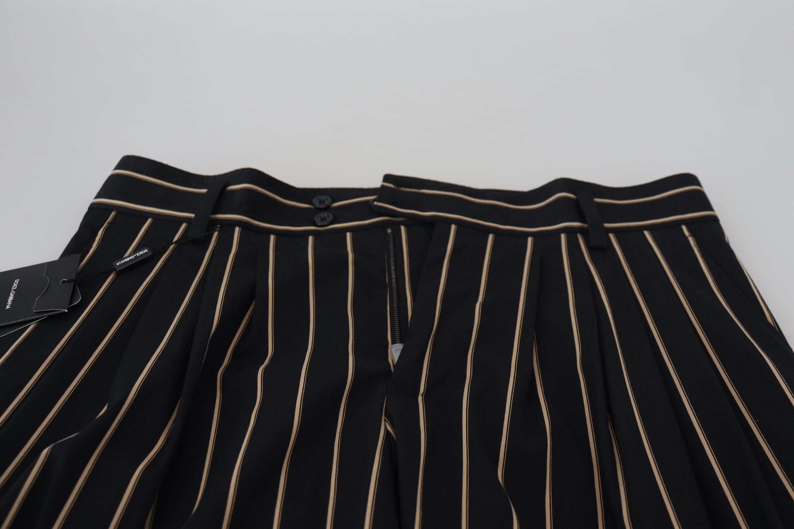 Pantalones elásticos de algodón a rayas negras y beige de Dolce & Gabbana-5