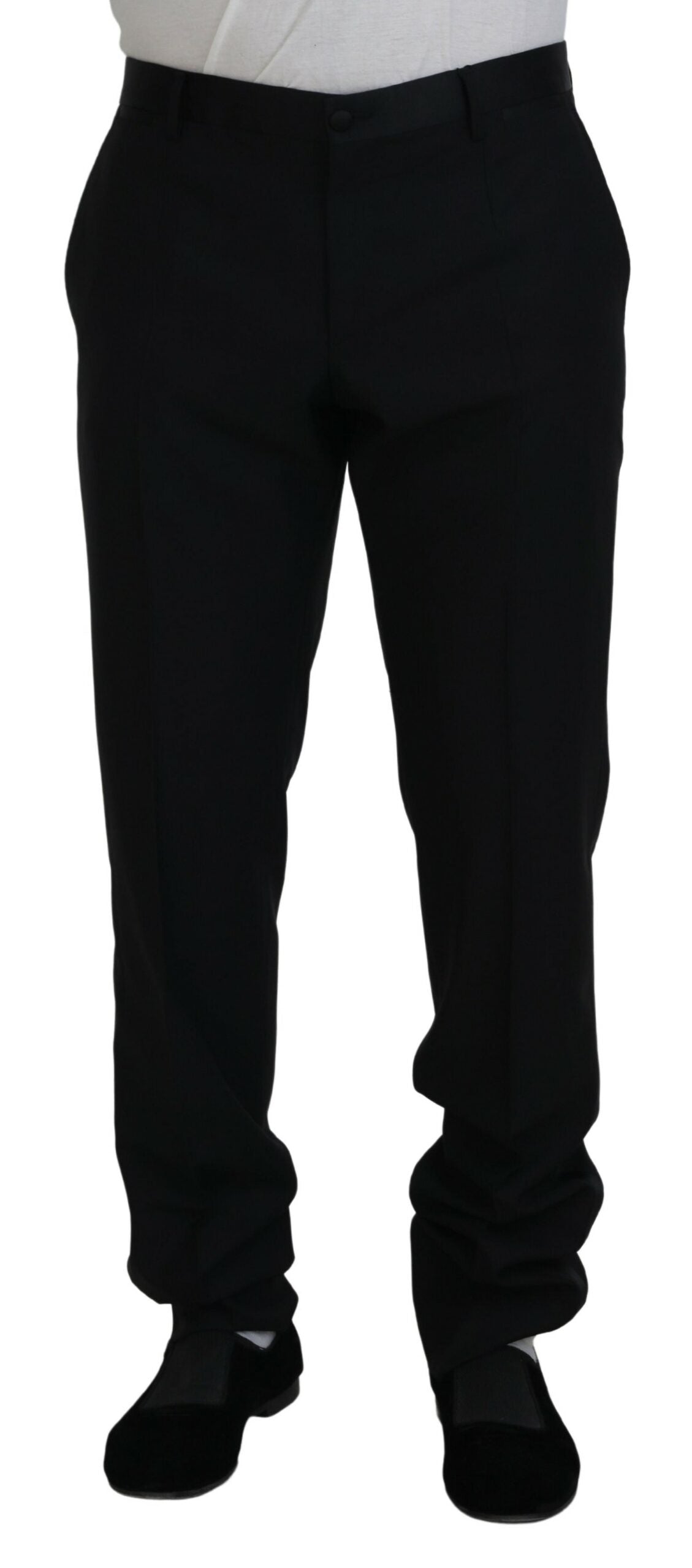 Dolce & Gabbana Black Dress Wool Silk Trousers Pants-1