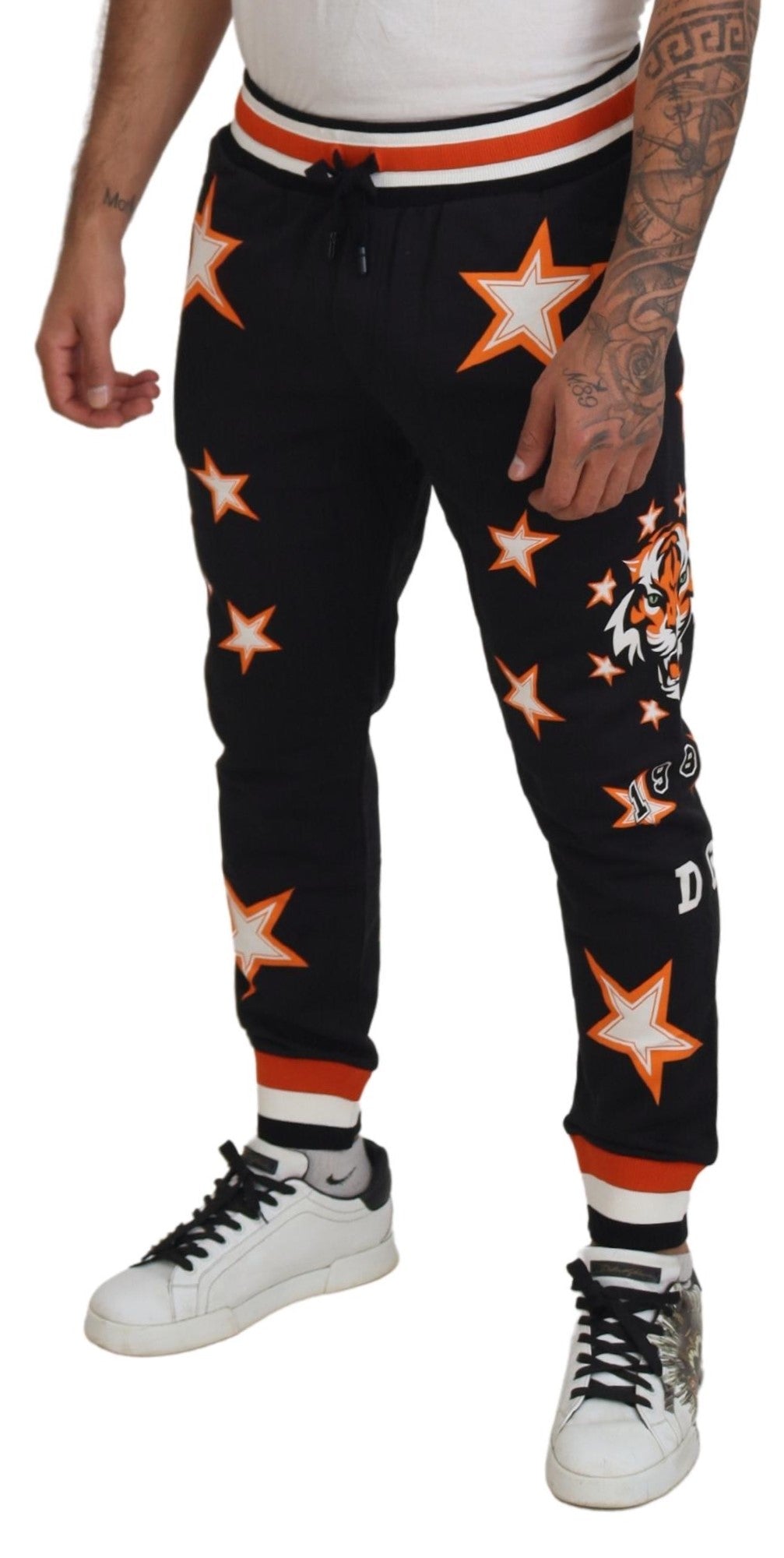 Dolce & Gabbana Black Orange Star Trousers Sports Trousers-2
