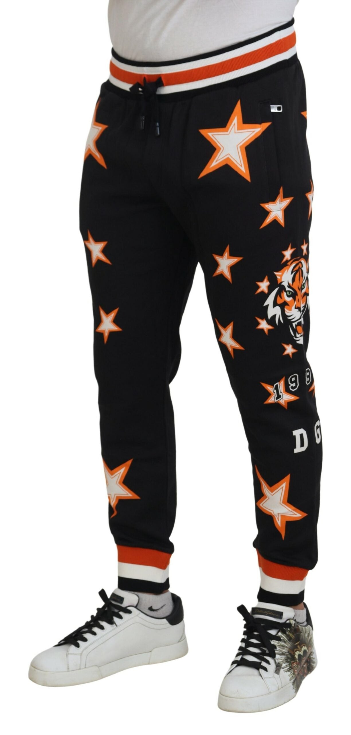 Dolce & Gabbana Black Orange Star Trousers Sports Trousers-6
