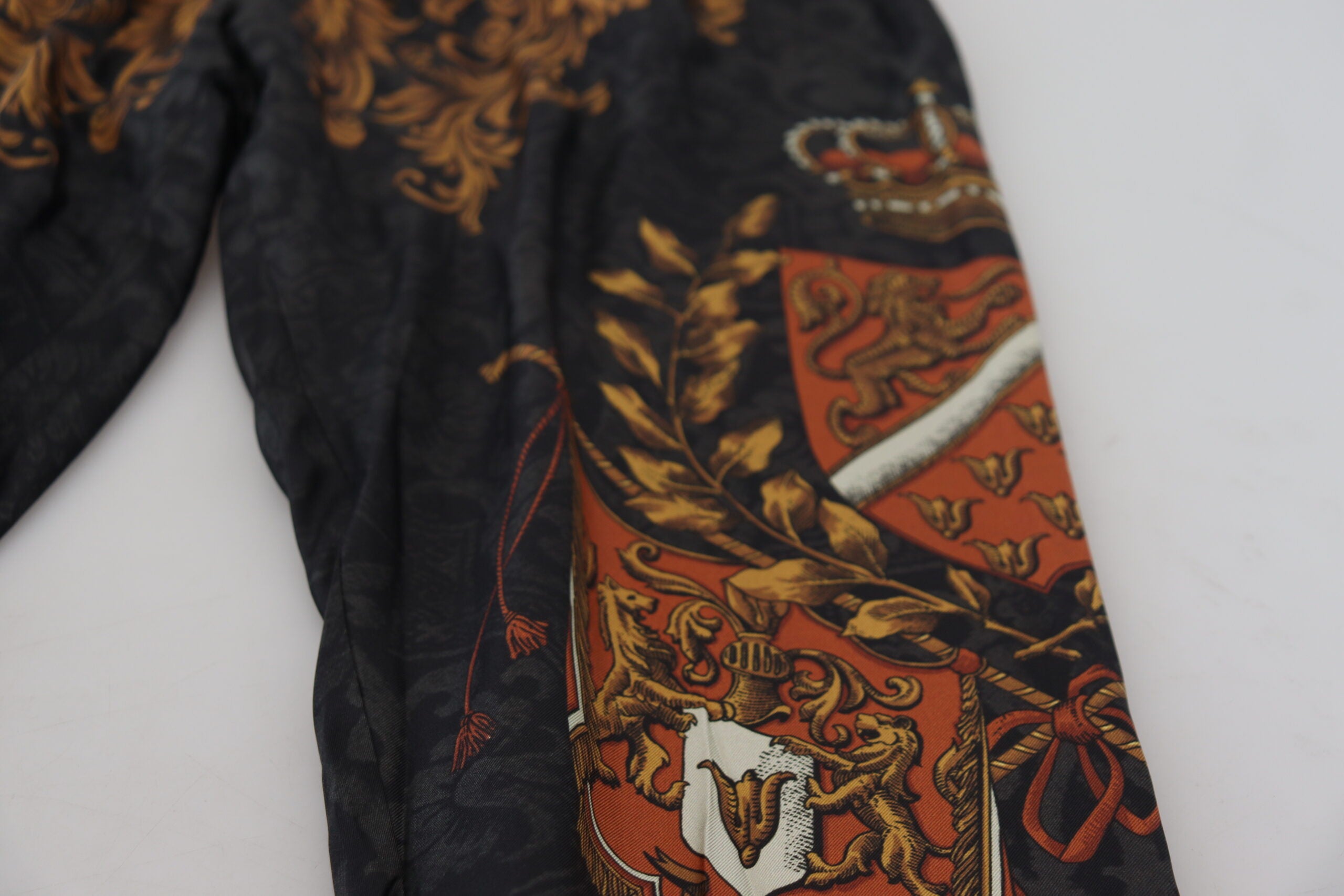 Dolce & Gabbana Grey Silk Baroque Crown Trousers Sports Trousers-5