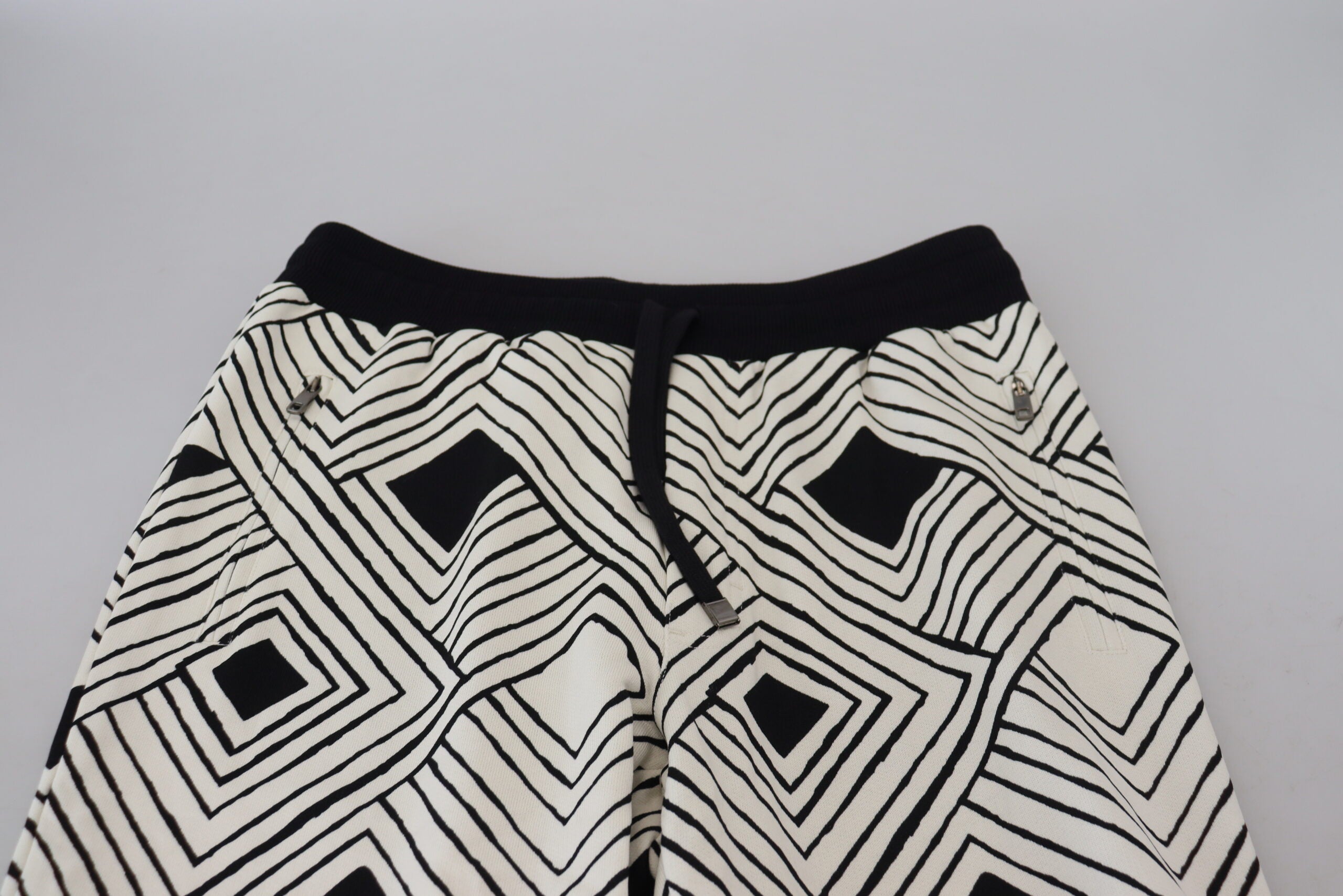 Dolce & Gabbana Schwarz-Weiß-Baumwollhosen Sporthosen-5
