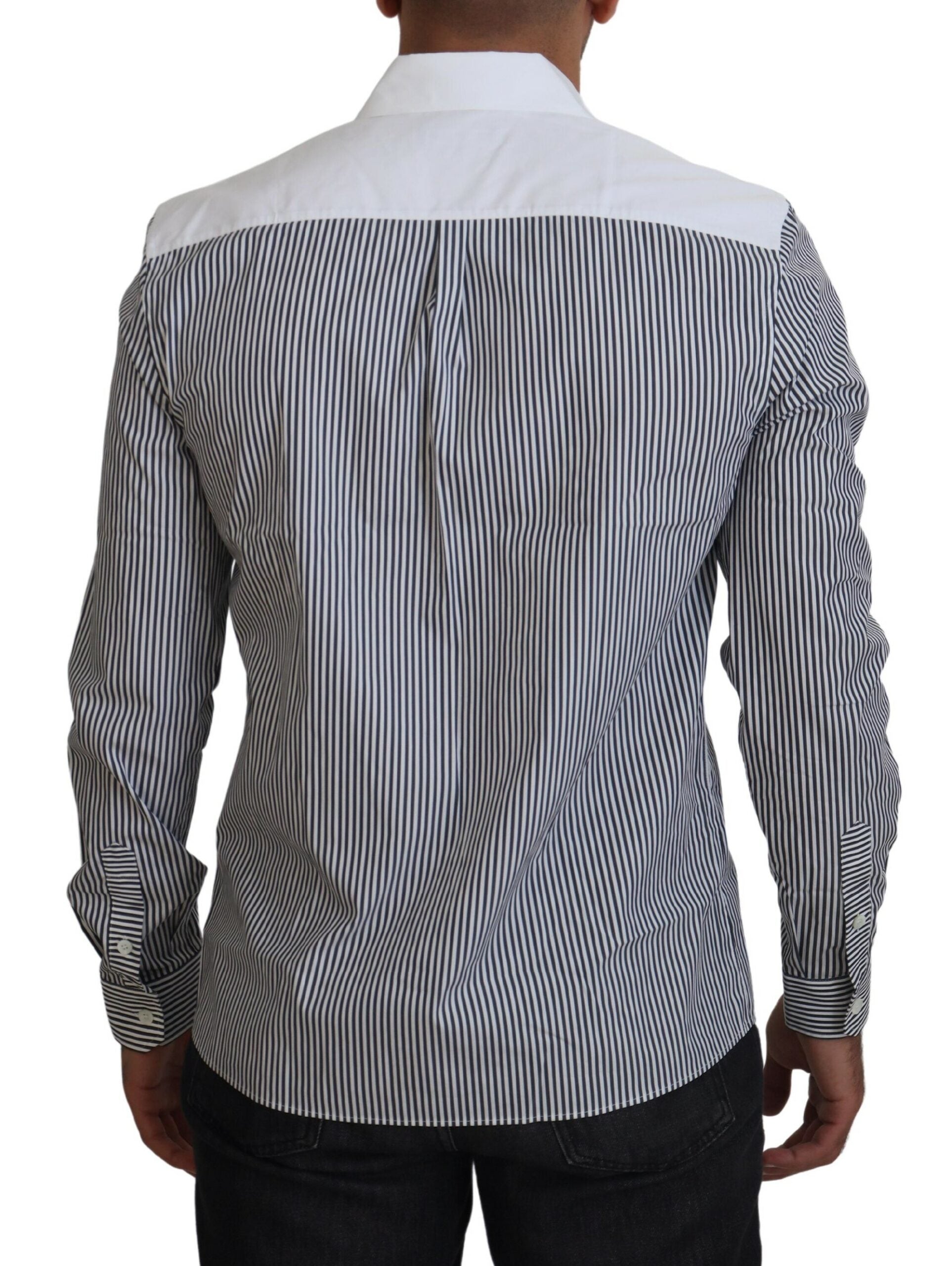 Dolce & Gabbana Grau-weiß gestreiftes Slim Fit Hemd-2