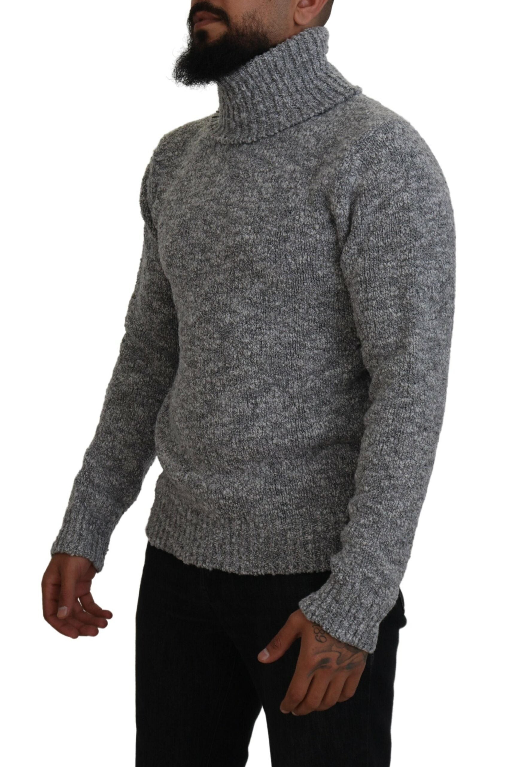 Dolce & Gabbana Grey Wool Knit Turtleneck Sweater-2