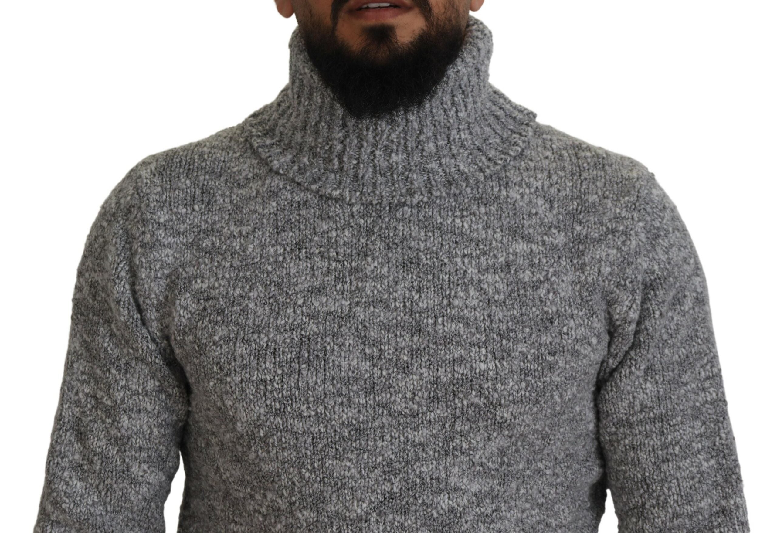 Dolce & Gabbana Grey Wool Knit Turtleneck Sweater-4