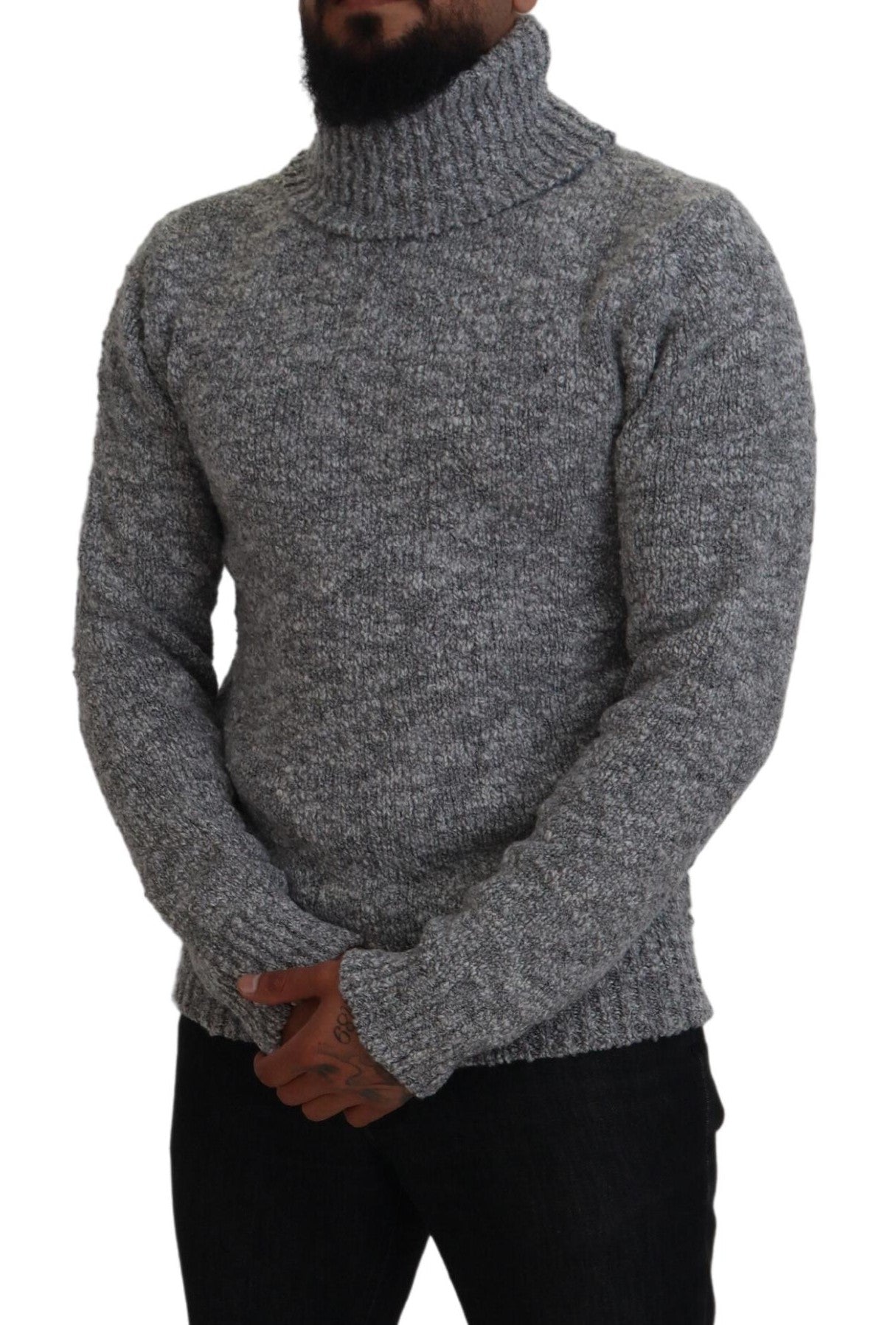 Dolce & Gabbana Grey Wool Knit Turtleneck Sweater-5