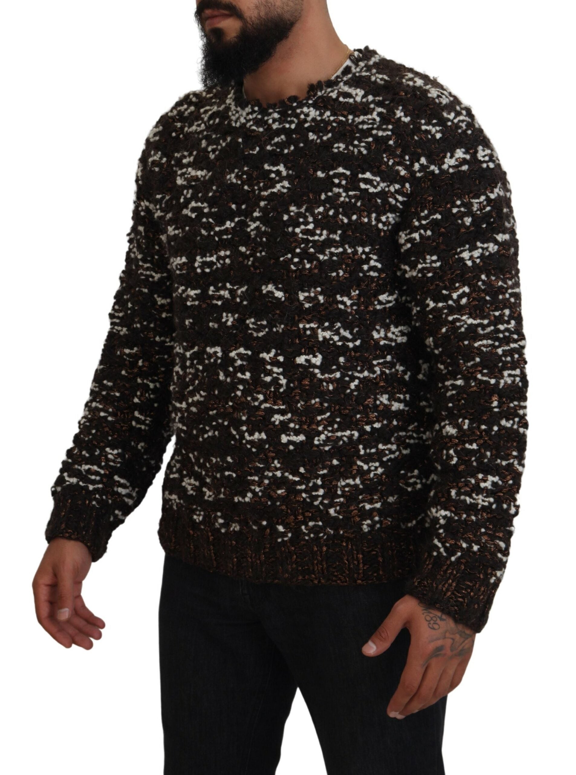 Dolce & Gabbana Brown knitted wool sweater Fatto A Mano-2