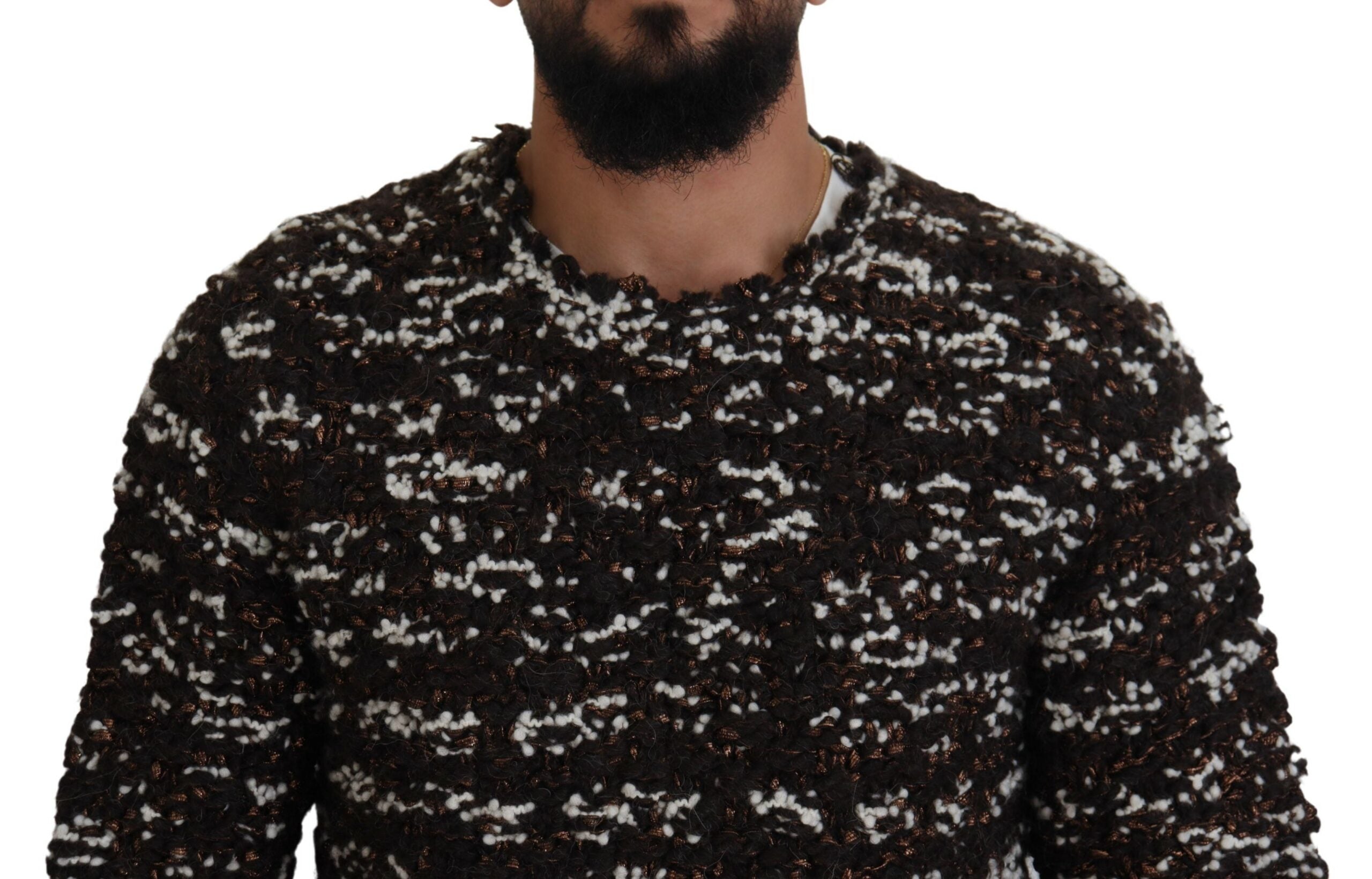 Dolce & Gabbana Brown knitted wool sweater Fatto A Mano-4