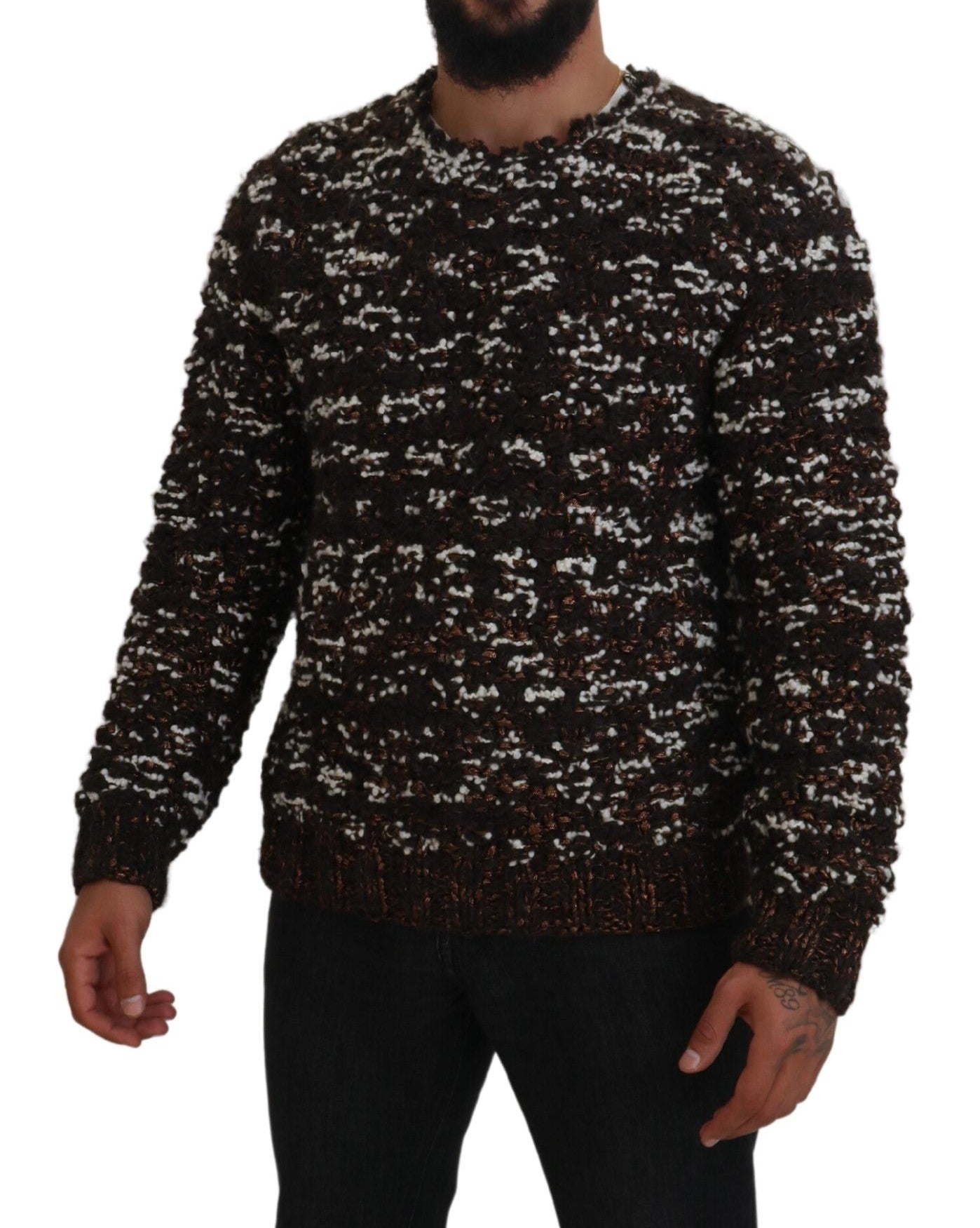 Dolce & Gabbana Brown knitted wool sweater Fatto A Mano-5