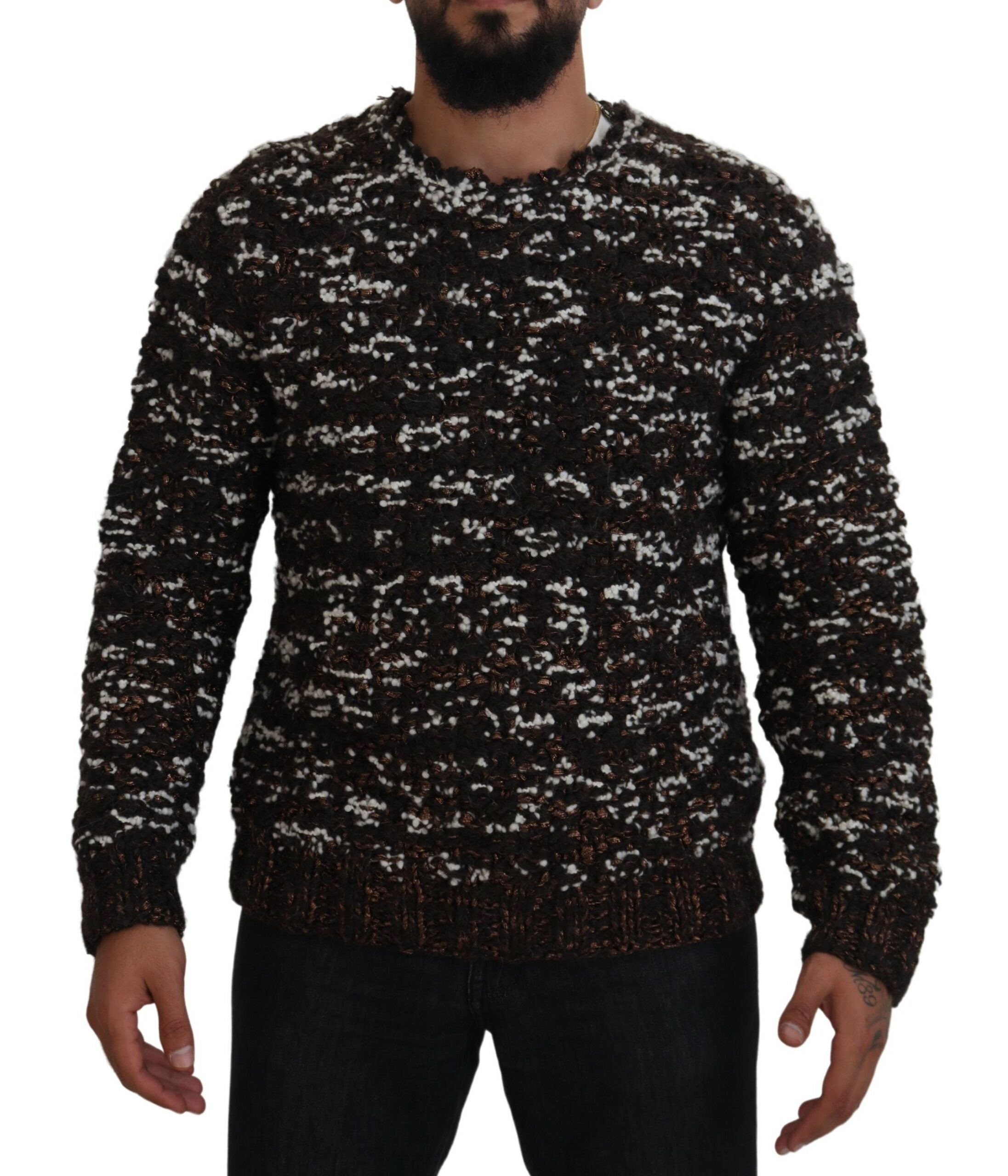 Dolce & Gabbana Brown knitted wool sweater Fatto A Mano-1