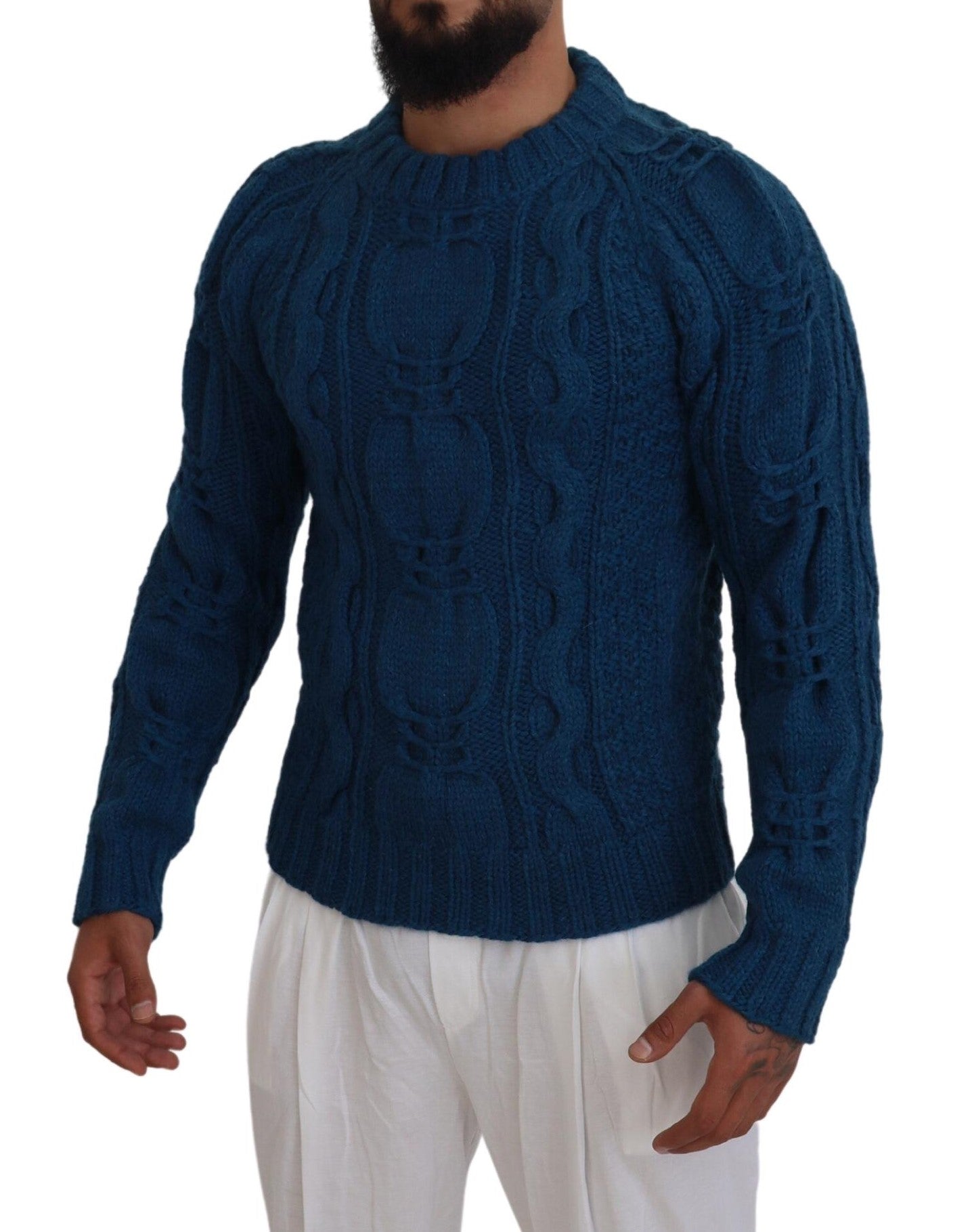 Dolce & Gabbana blue knitted wool and alpaca sweater-4