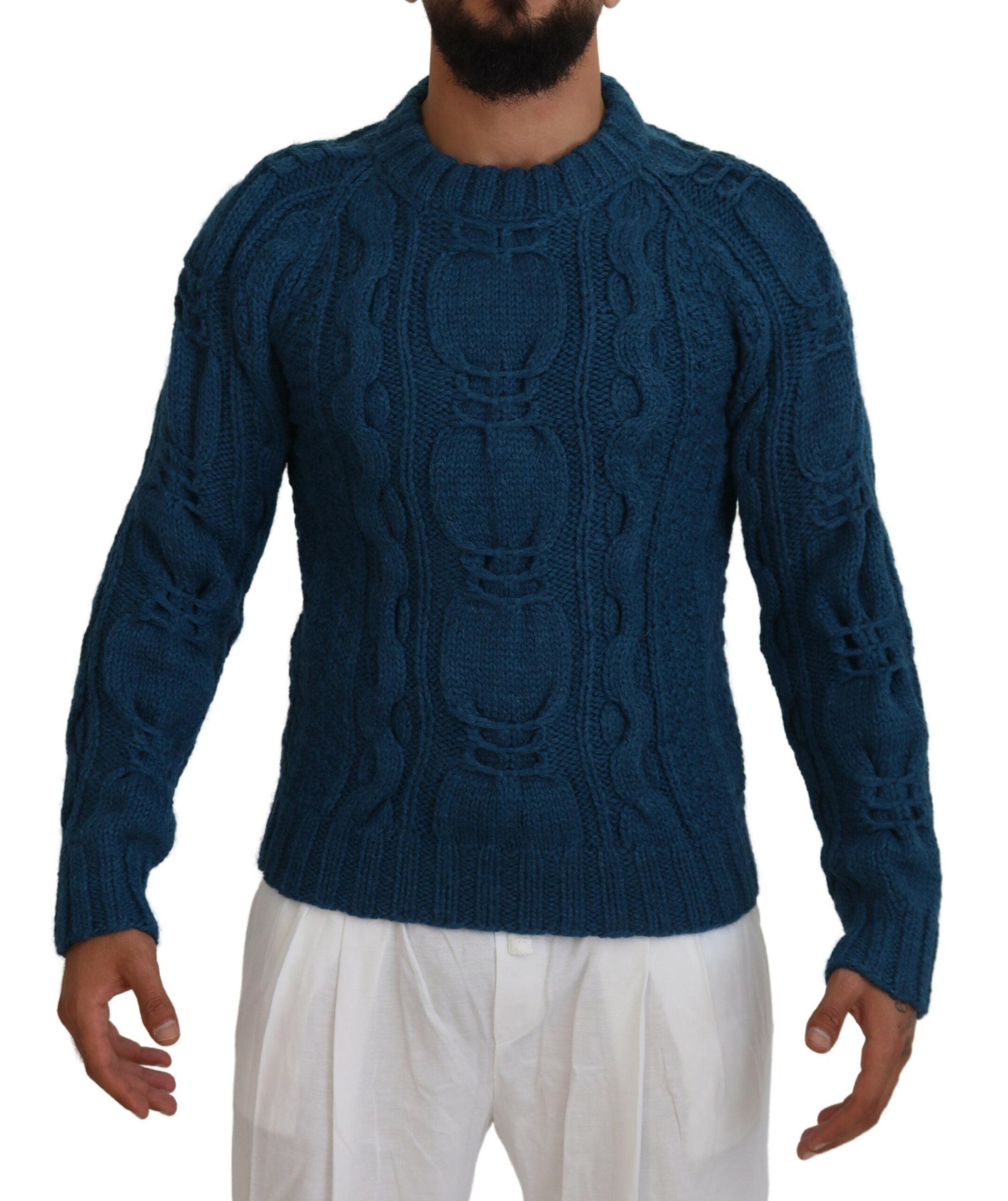 Dolce & Gabbana blue knitted wool and alpaca sweater-1