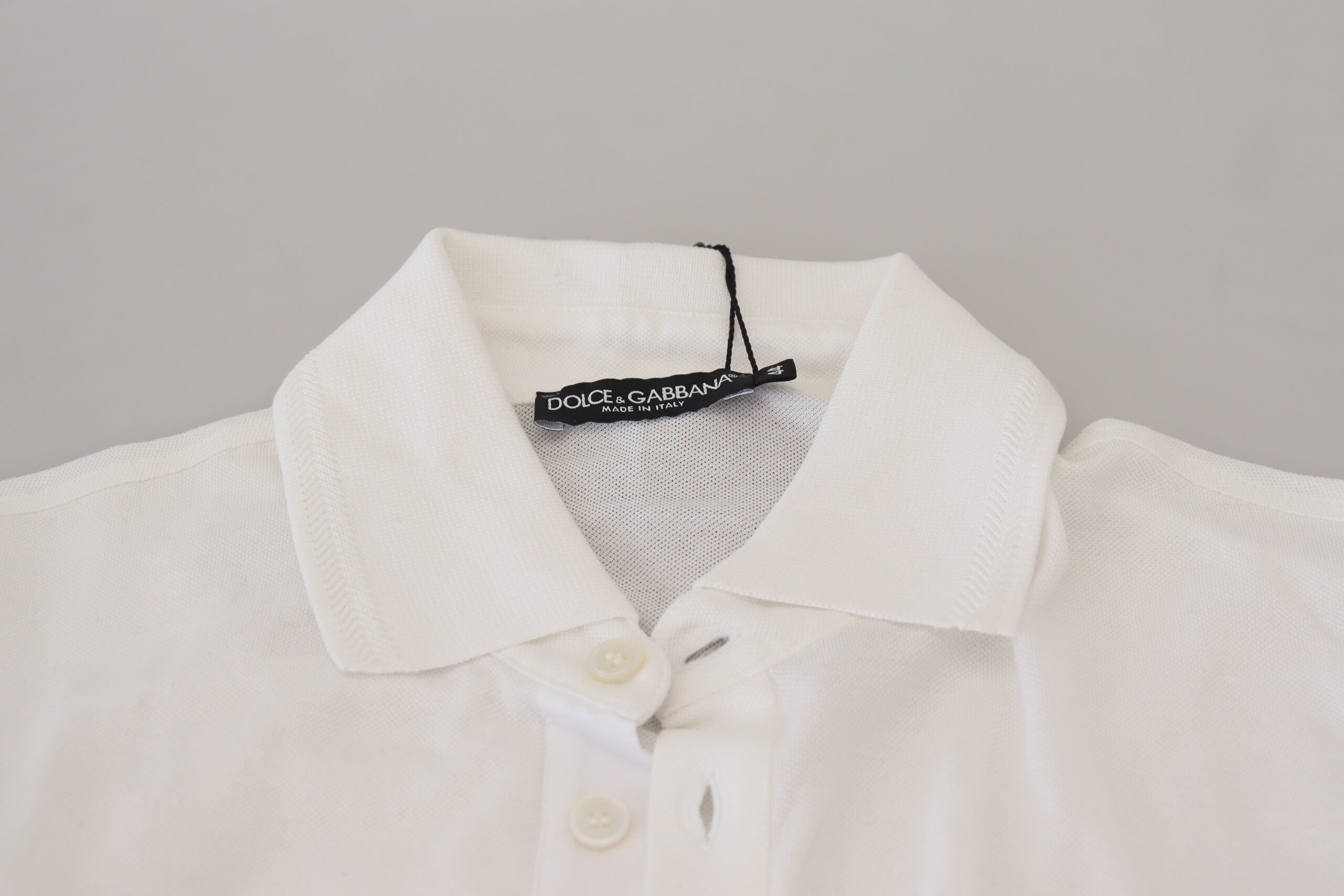 Dolce & Gabbana White Logo Short-Sleeved Cotton Polo T-Shirt-6
