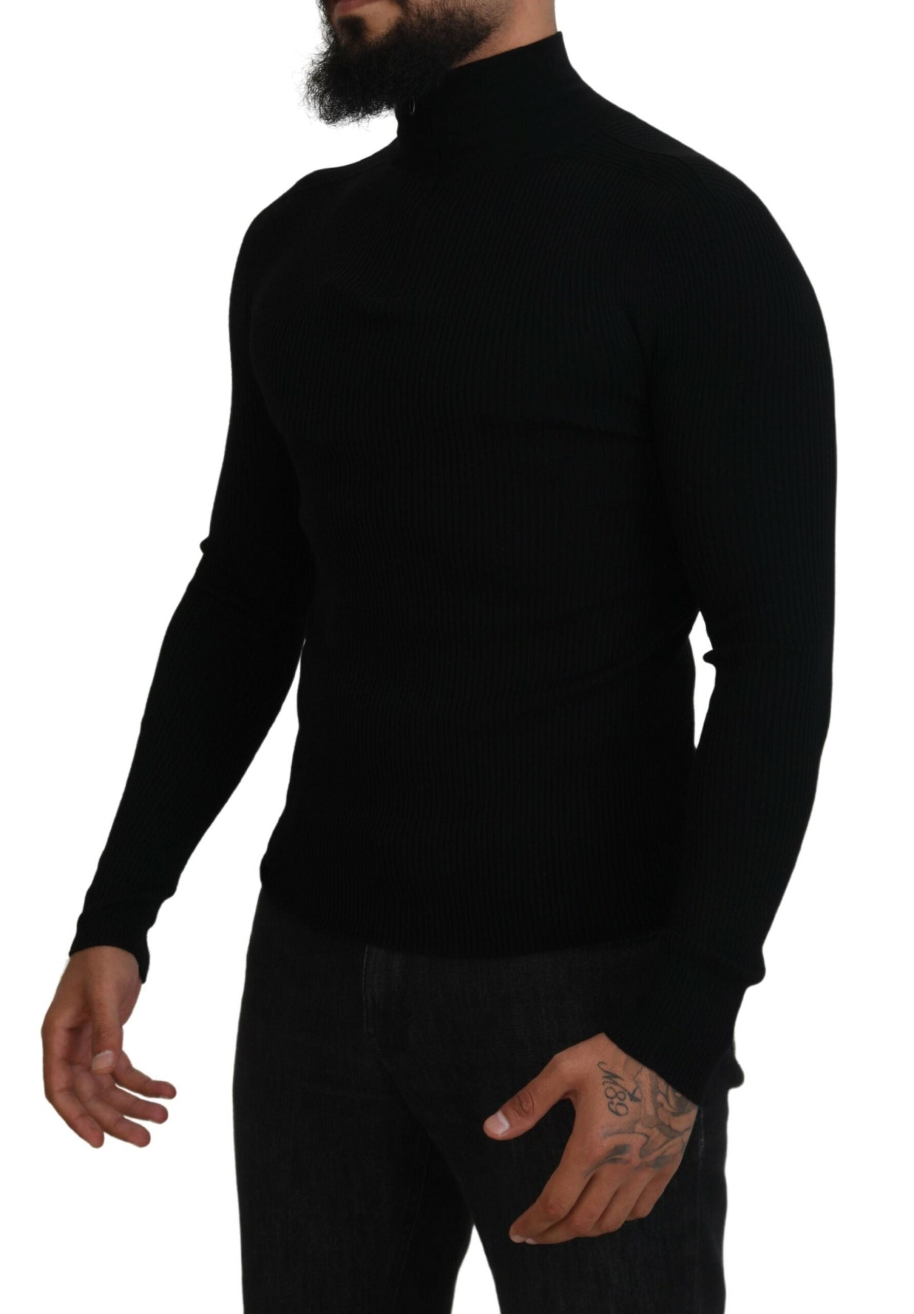Suéter negro de cuello alto con media cremallera de Dolce & Gabbana-2