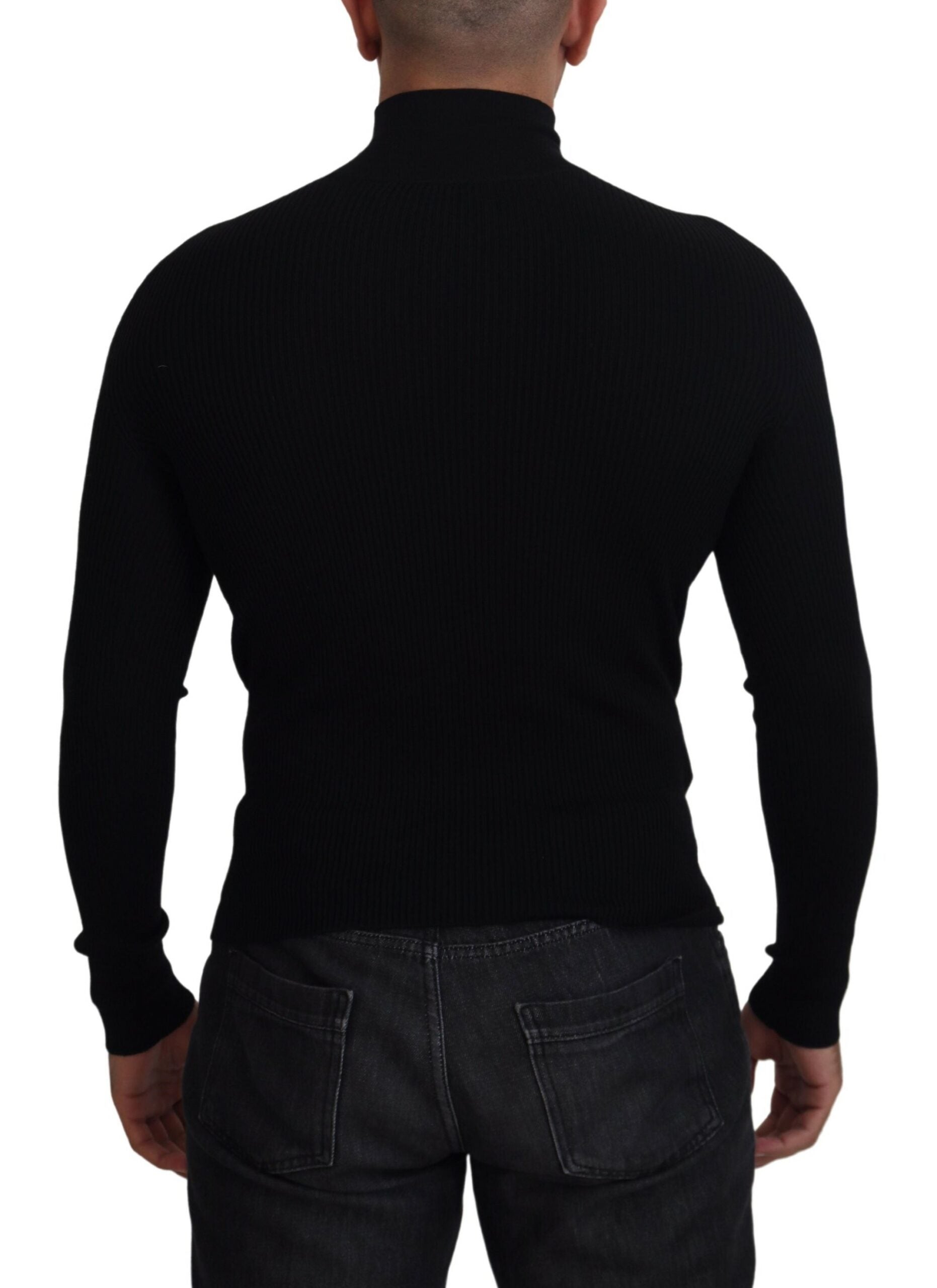Suéter negro de cuello alto con media cremallera de Dolce & Gabbana-3