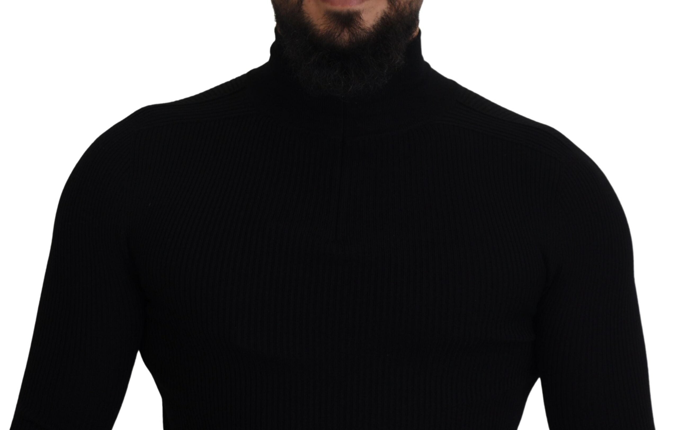 Suéter negro de cuello alto con media cremallera de Dolce & Gabbana-4