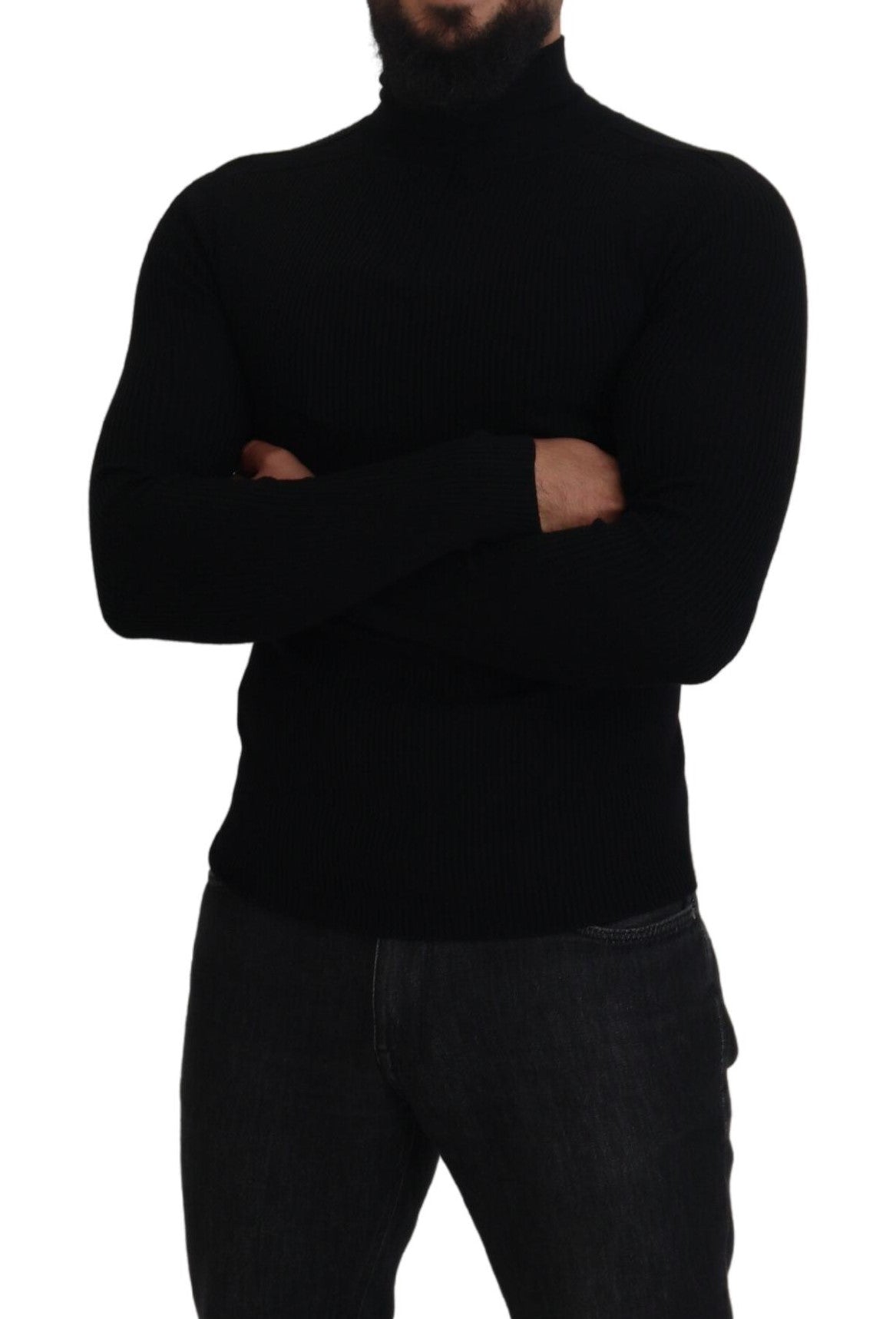 Suéter negro de cuello alto con media cremallera de Dolce & Gabbana-5