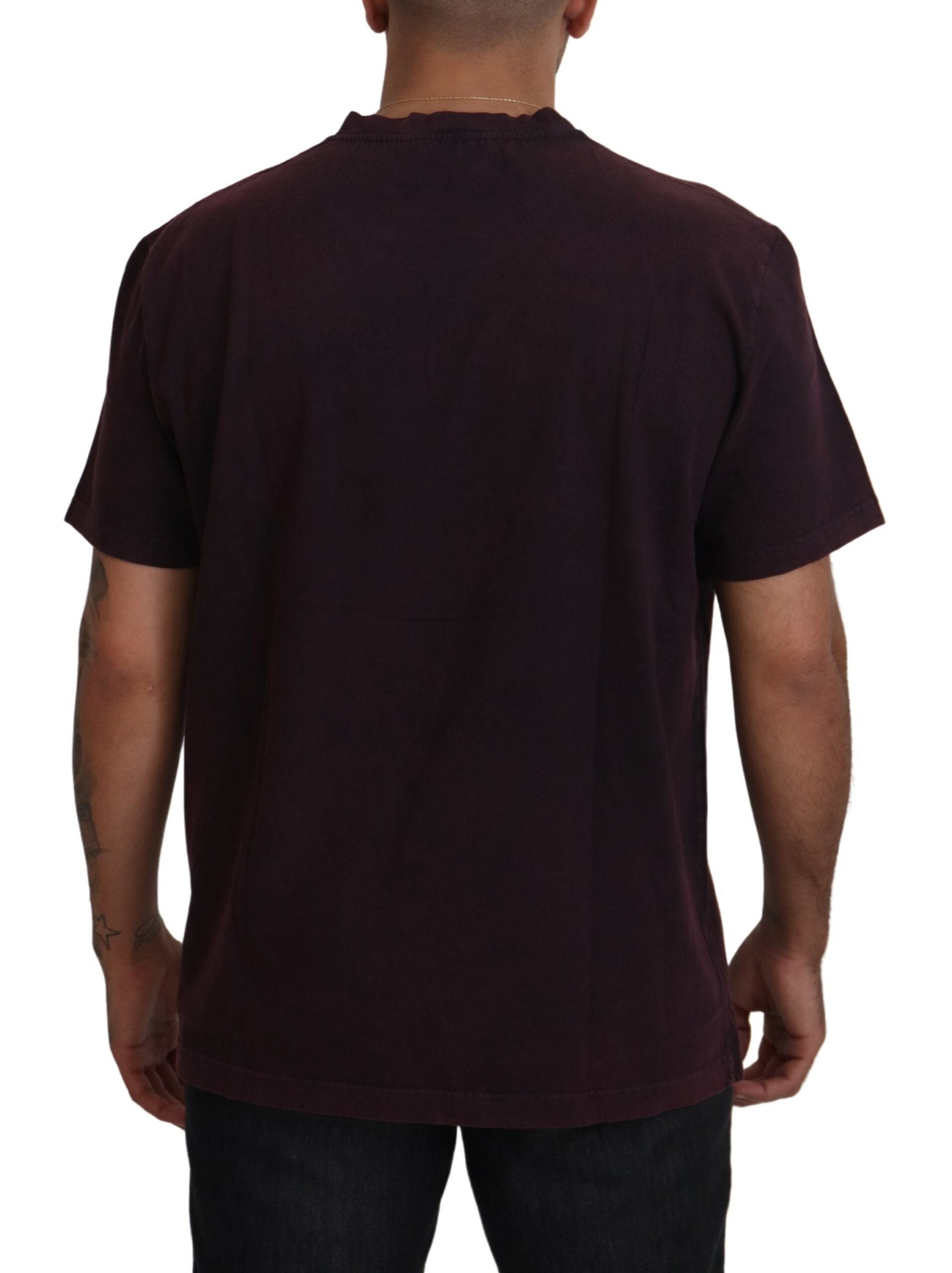 Dolce & Gabbana Bordeaux short-sleeved T-shirt with round neck-3