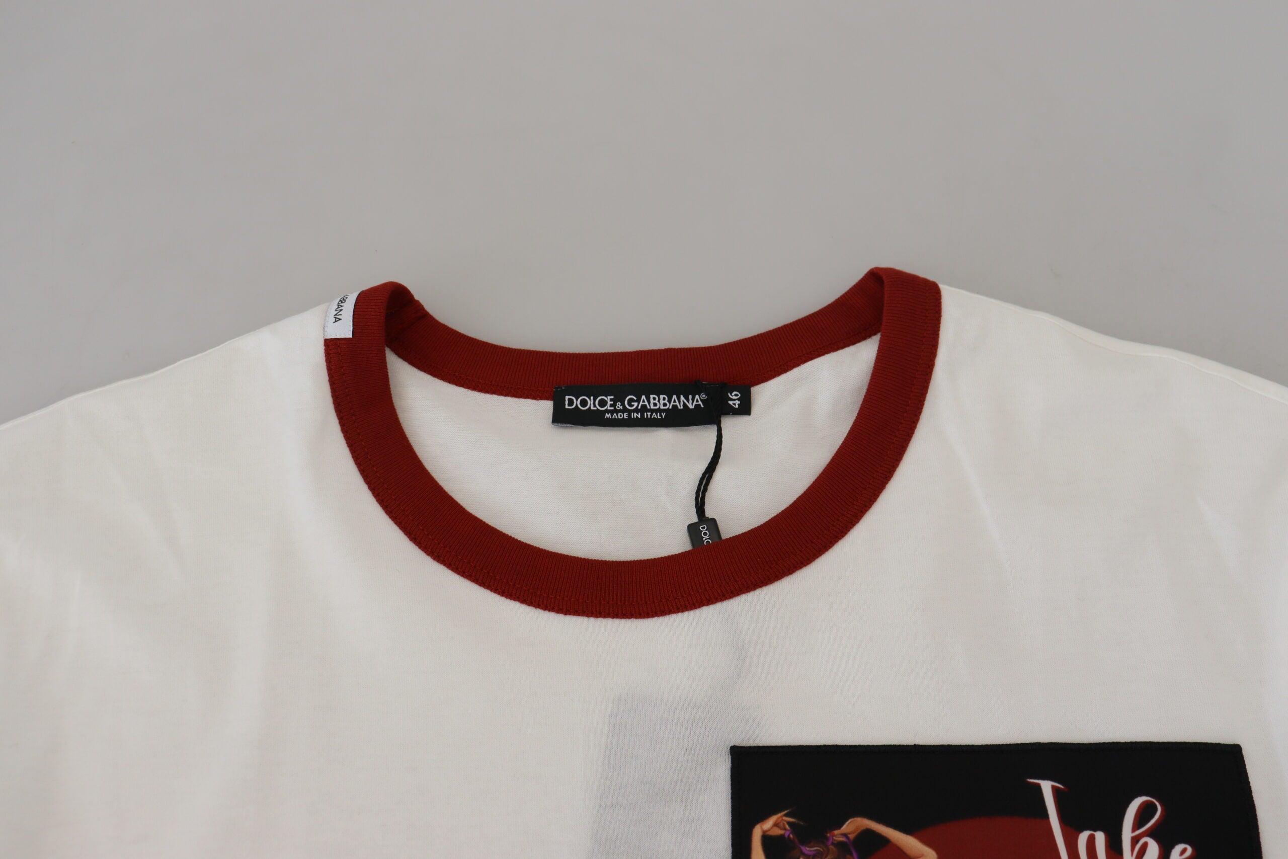 Dolce & Gabbana white T-shirt with round neck and logo print, made of cotton-6