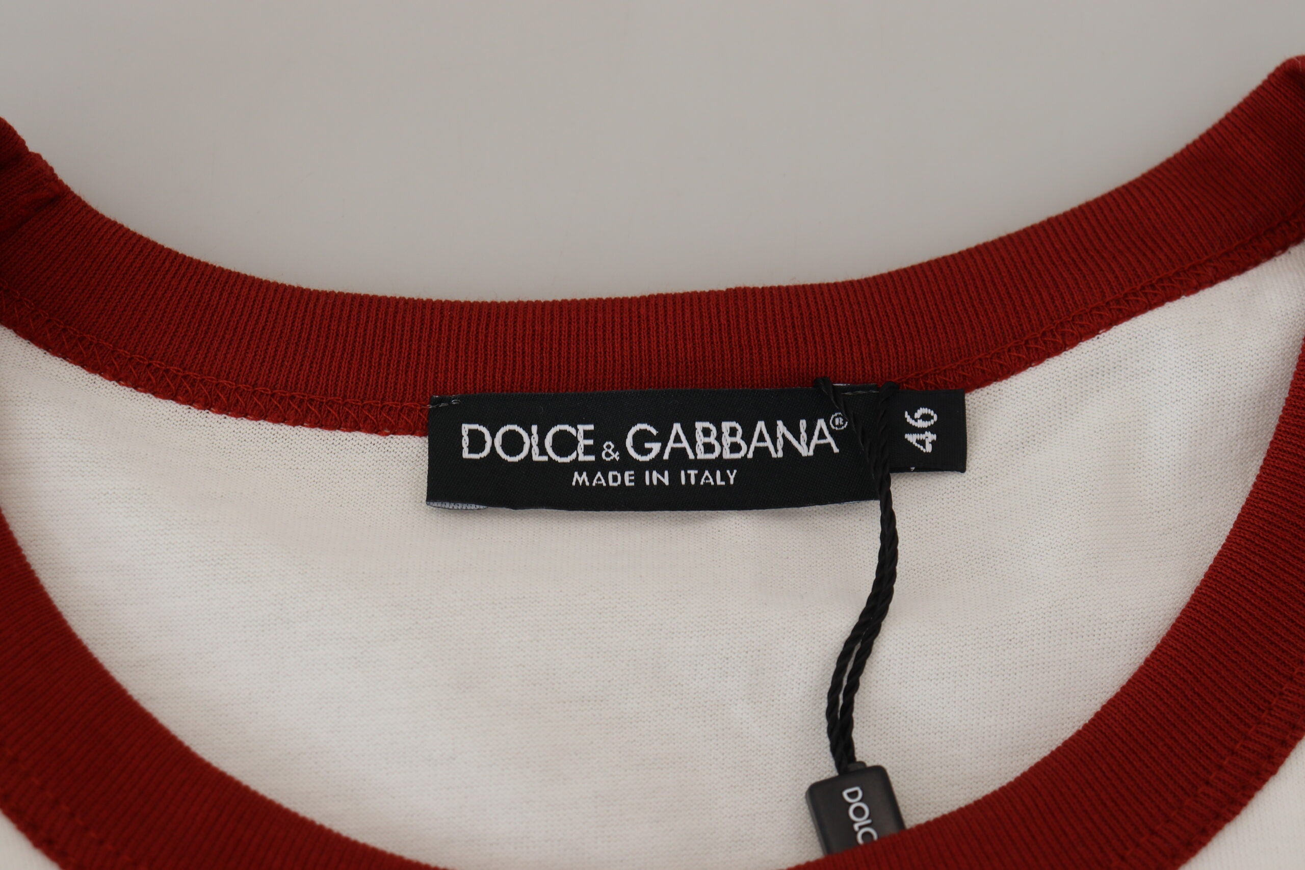 Dolce & Gabbana white T-shirt with round neck and logo print, made of cotton-7