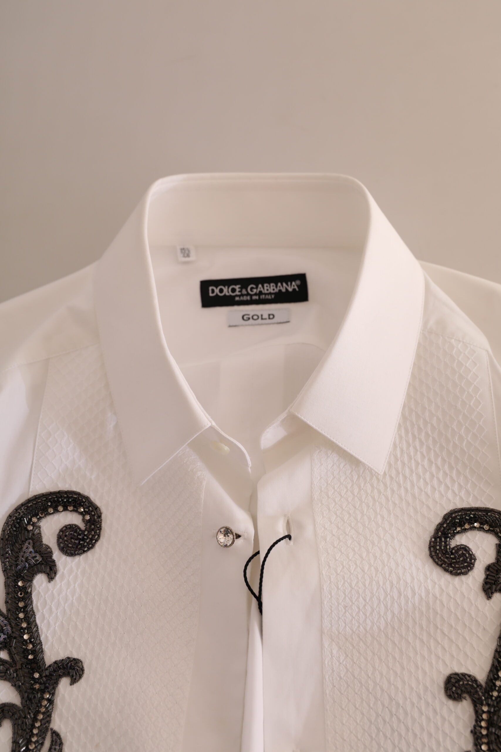Dolce & Gabbana Weißes Smokinghemd Slim Fit Barock-7