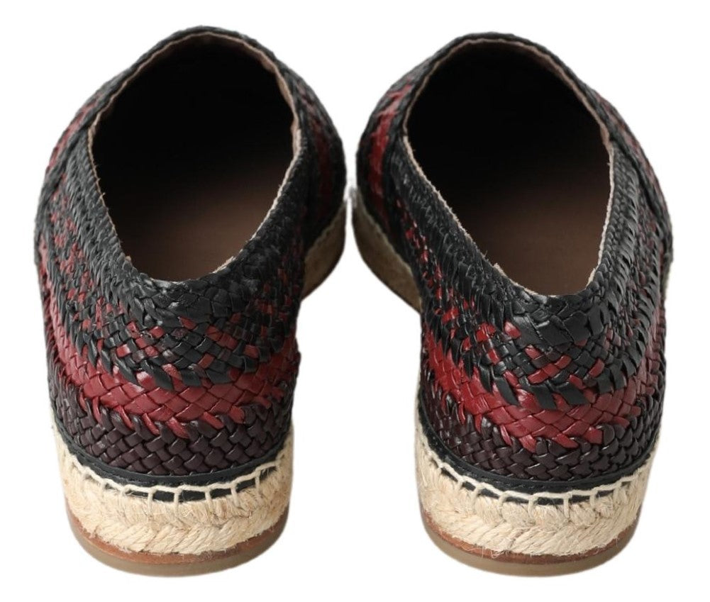 Dolce & Gabbana Black Bordeaux Buffalo Leather Espadrille Shoes-3