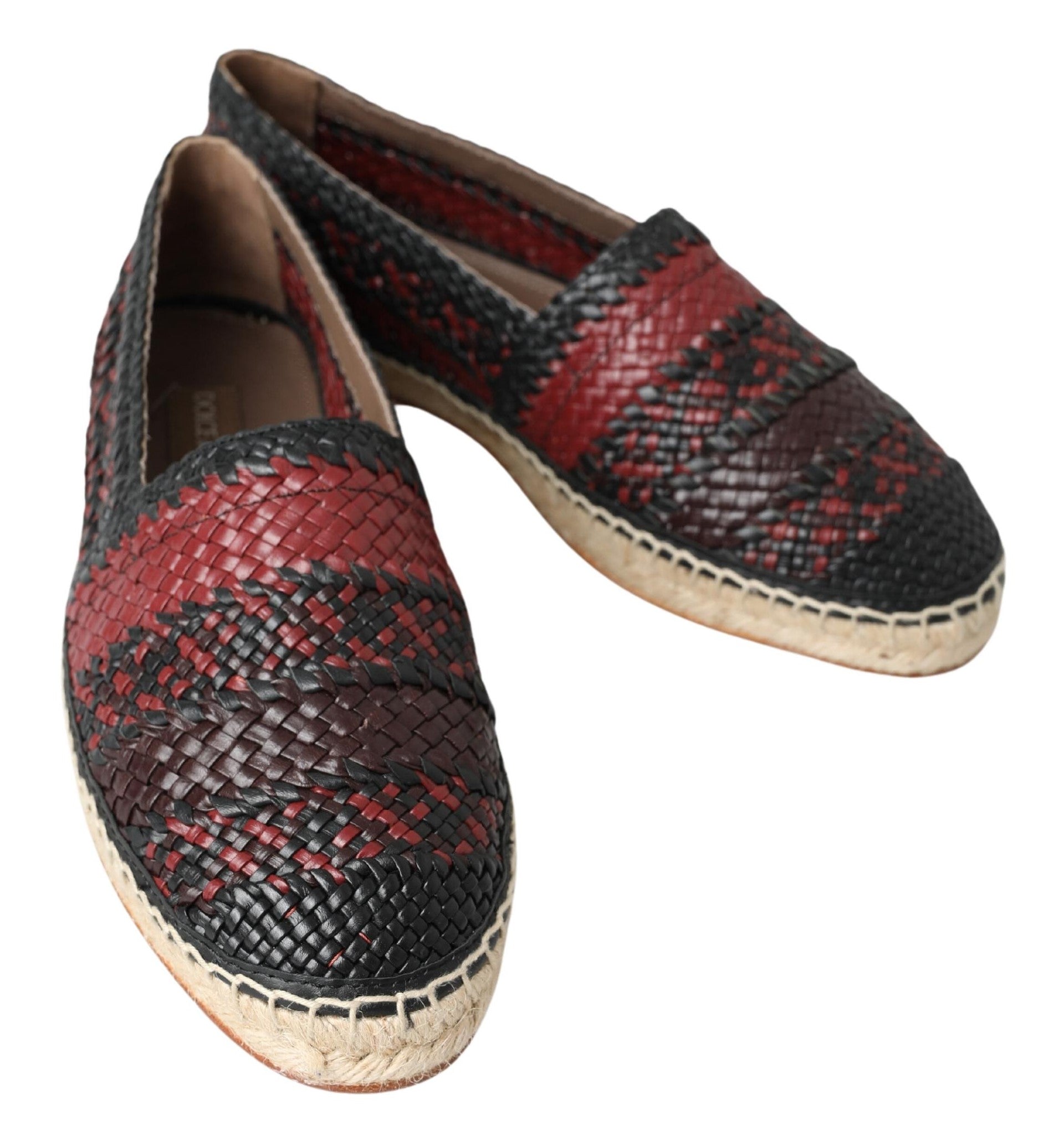 Dolce & Gabbana Black Bordeaux Buffalo Leather Espadrille Shoes-4