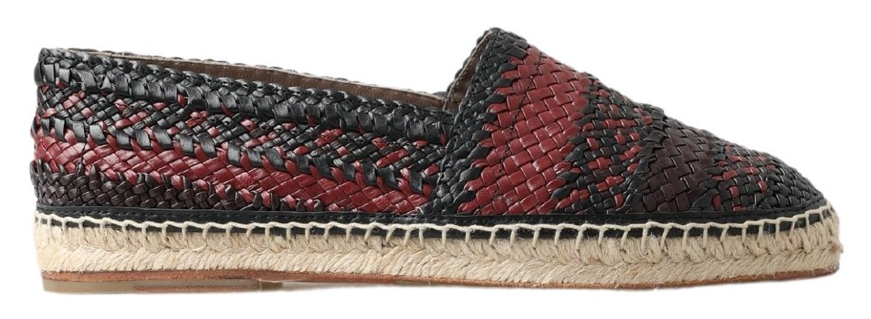 Dolce & Gabbana Black Bordeaux Buffalo Leather Espadrille Shoes-1