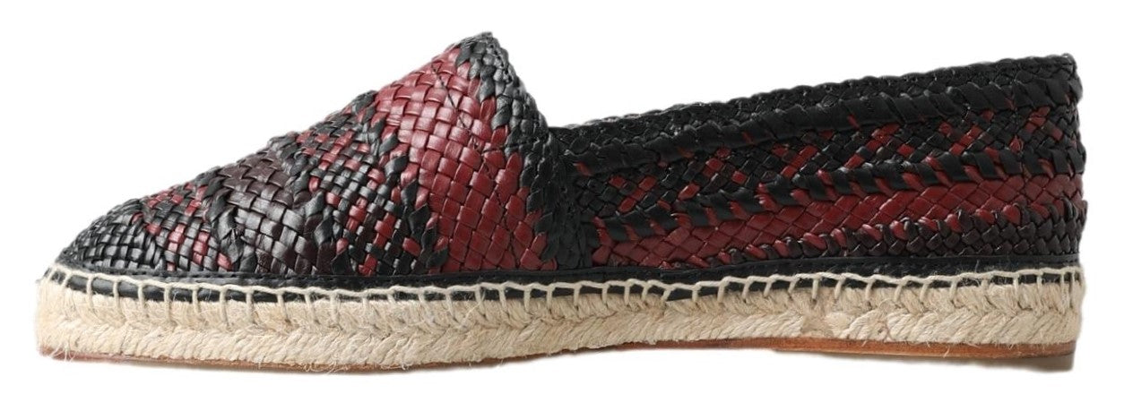 Dolce & Gabbana Black Bordeaux Buffalo Leather Espadrille Shoes-5