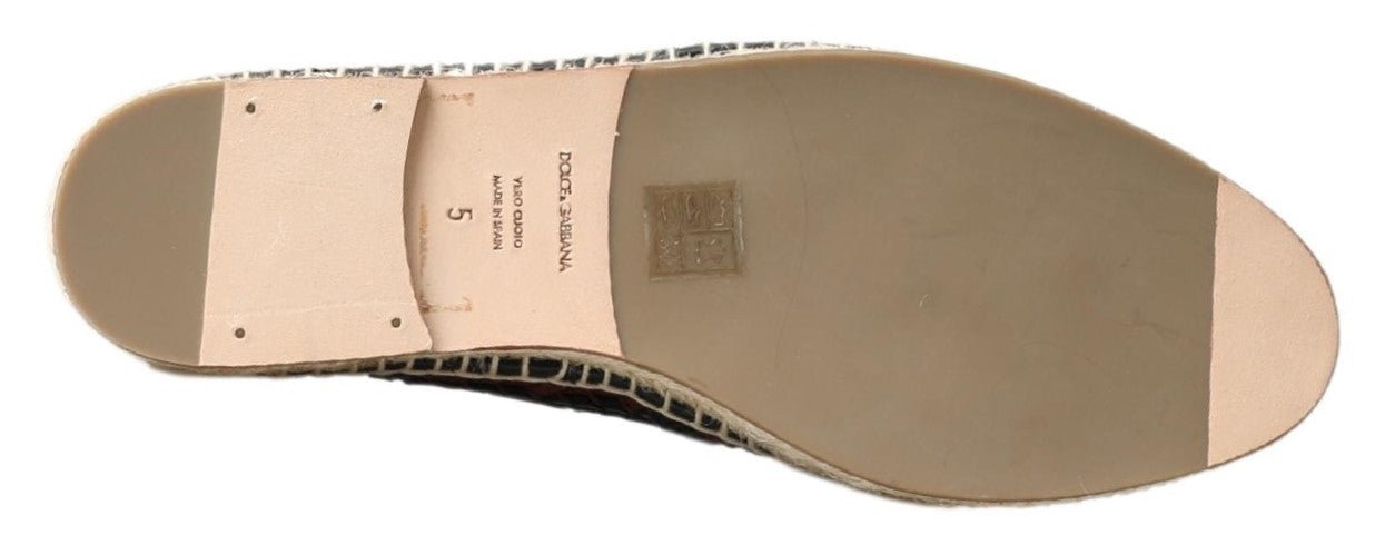 Dolce & Gabbana Black Bordeaux Buffalo Leather Espadrille Shoes-6