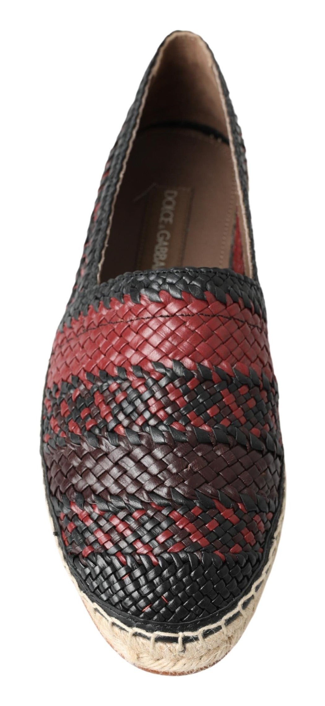 Dolce & Gabbana Black Bordeaux Buffalo Leather Espadrille Shoes-7