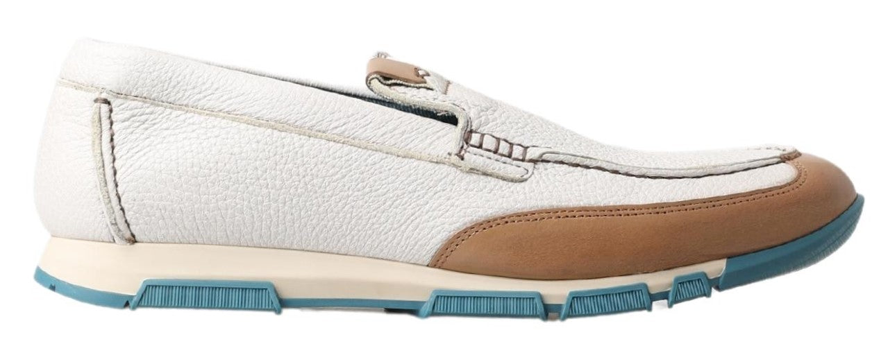 Dolce & Gabbana White Leather Loafers Moccasins Shoes-1