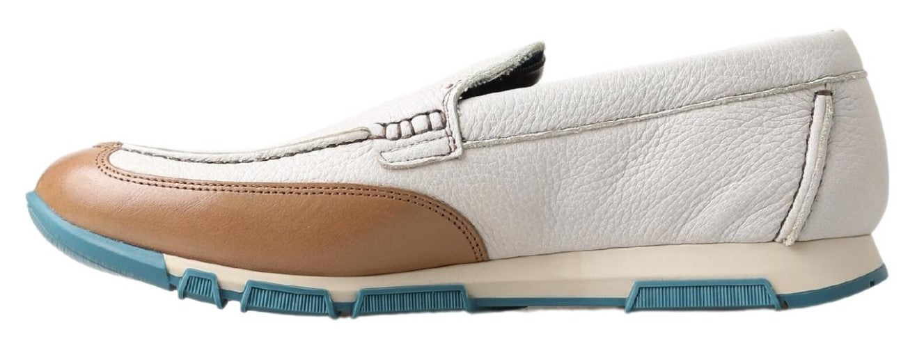 Dolce & Gabbana White Leather Loafers Moccasins Shoes-2