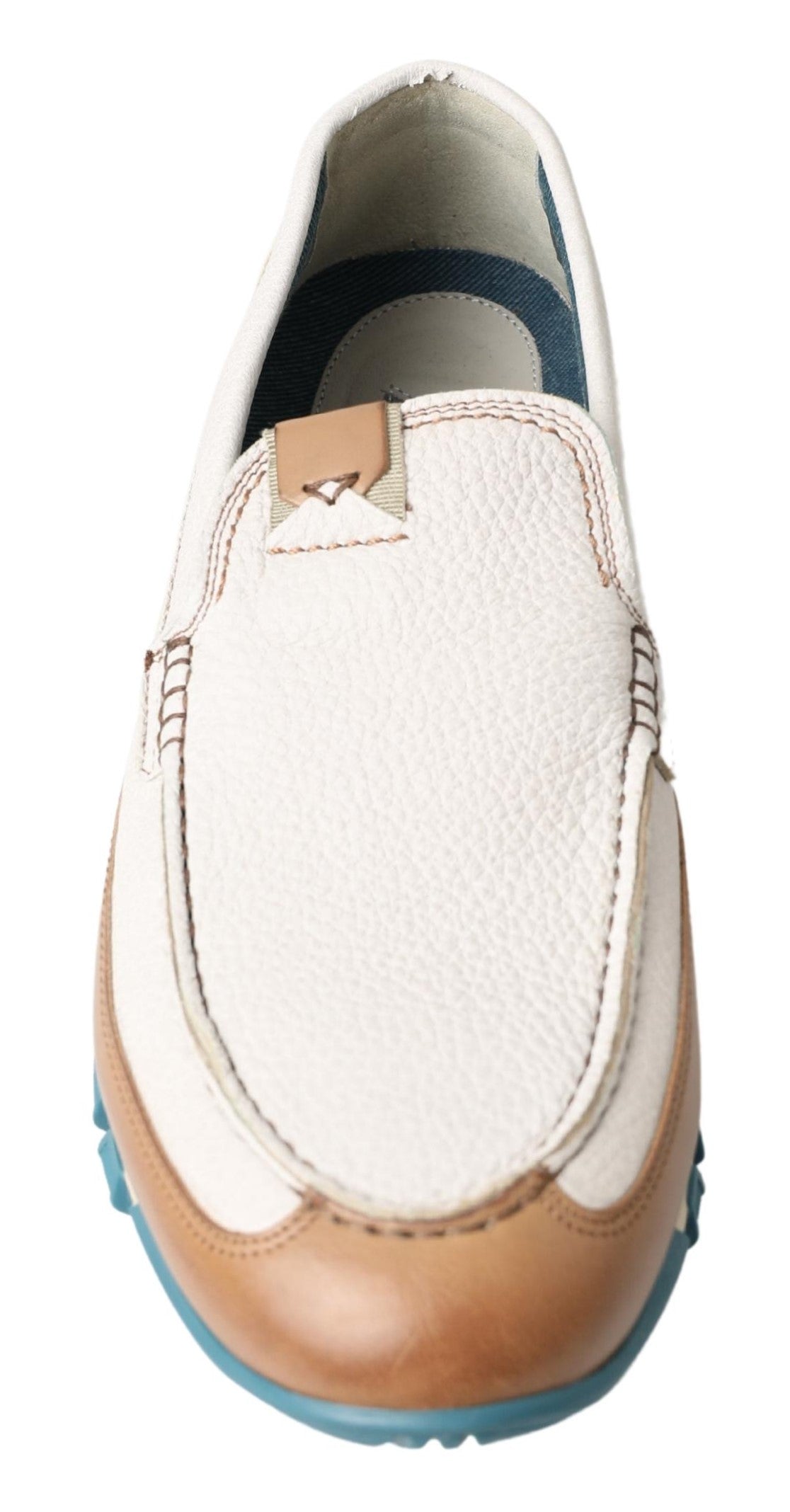 Dolce & Gabbana White Leather Loafers Moccasins Shoes-4