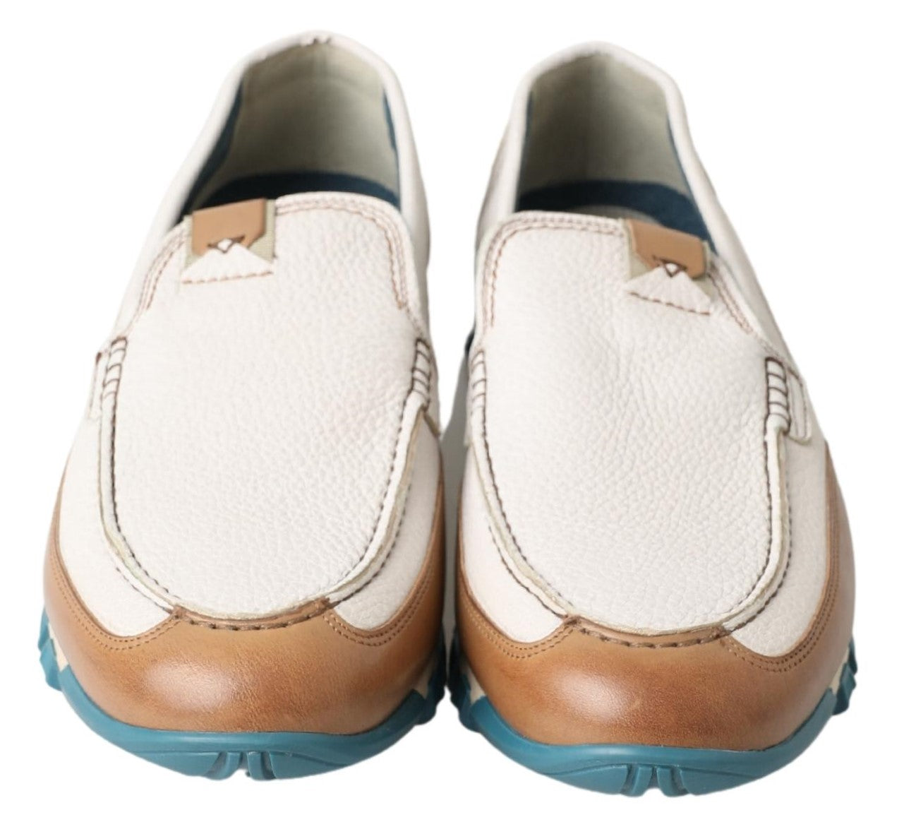Dolce & Gabbana White Leather Loafers Moccasins Shoes-5
