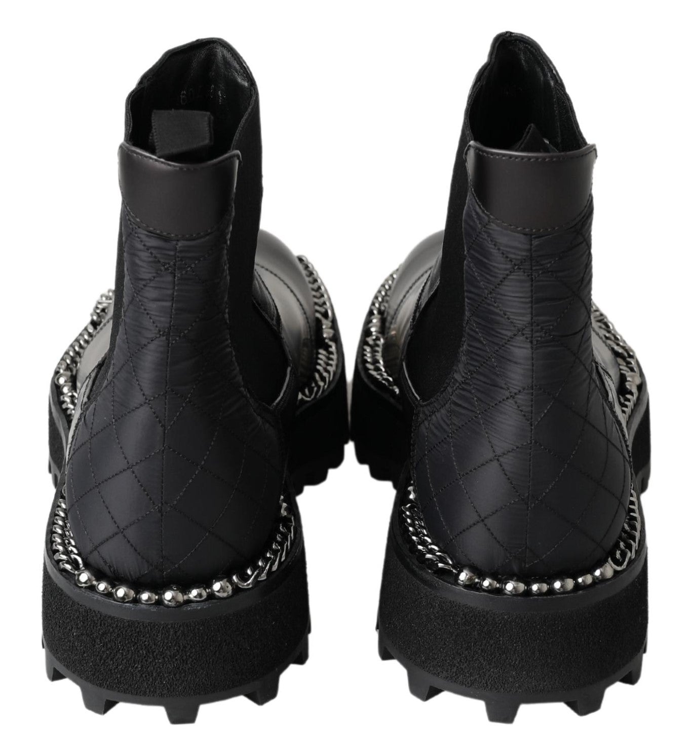 Dolce & Gabbana Schwarze Leder-Slipper mit Stretch-Stiefeln-6