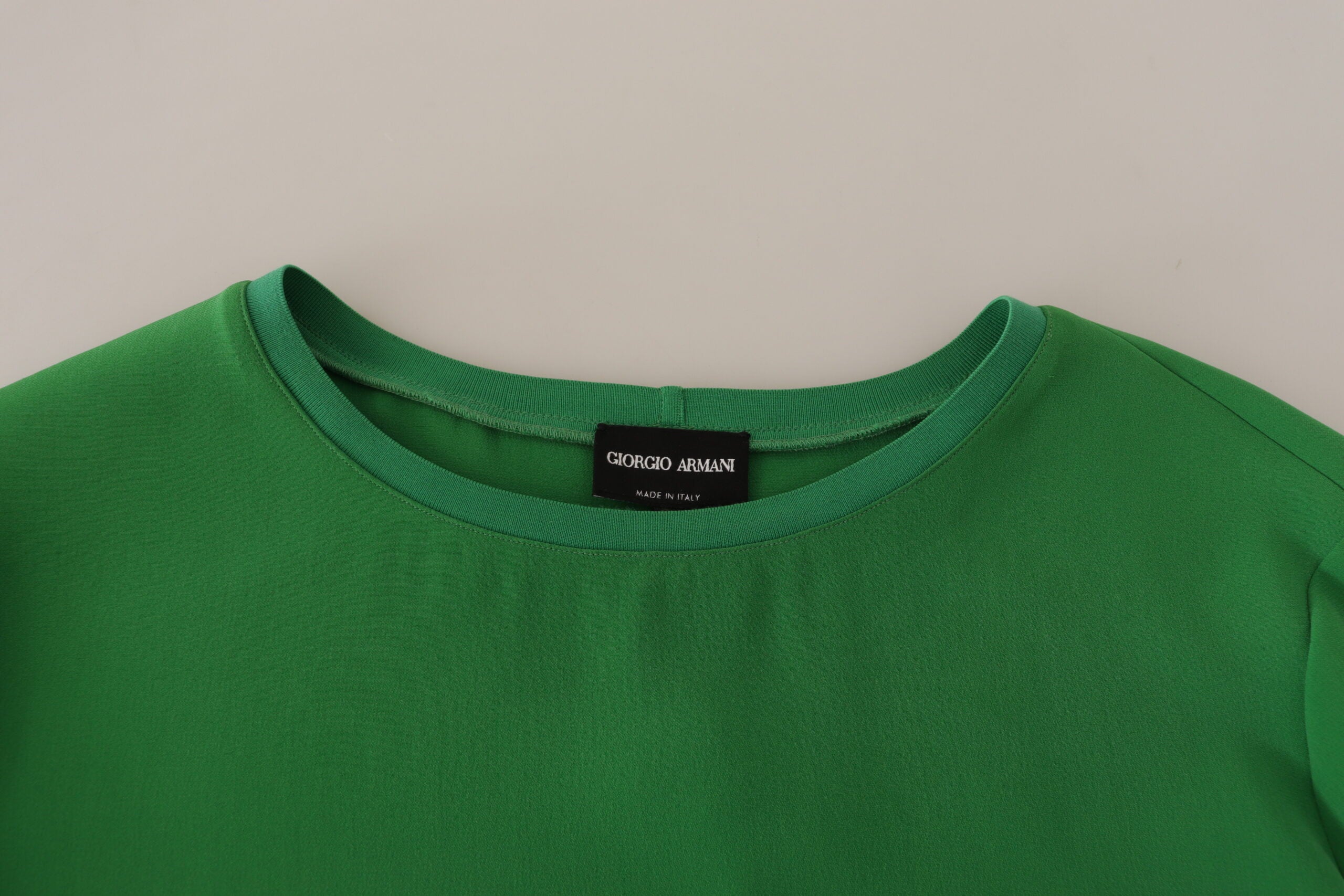 Armani Grüner Seidenpullover mit langen Ärmeln und Rundhalsausschnitt-5