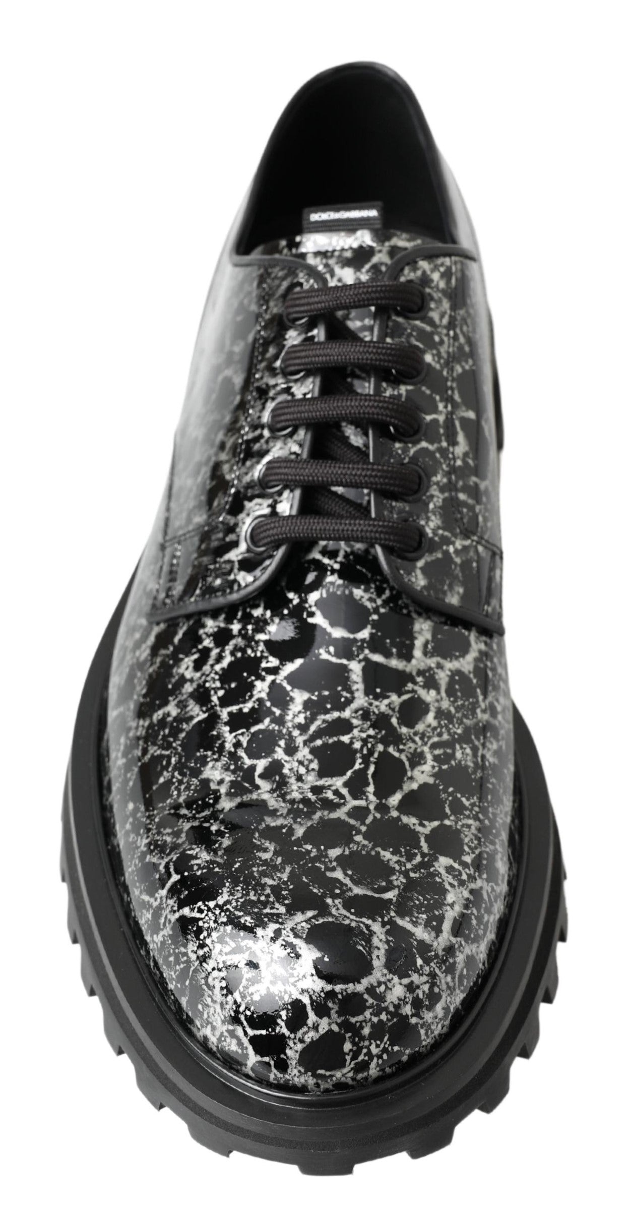 Dolce & Gabbana Black and White Derby Patent Leather Shoes-4