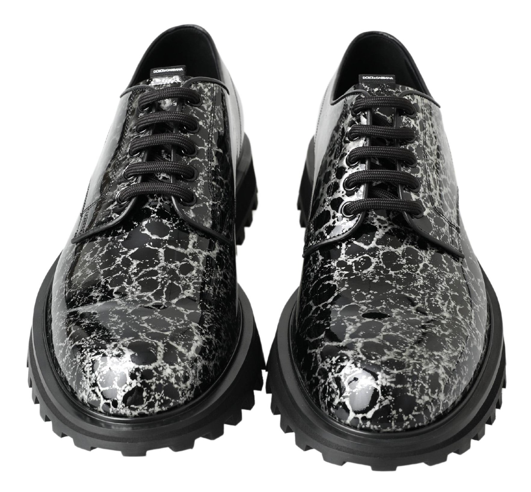 Dolce & Gabbana Black and White Derby Patent Leather Shoes-5