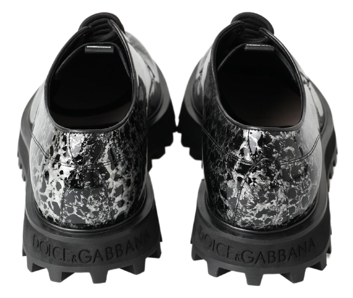Dolce & Gabbana Black and White Derby Patent Leather Shoes-7