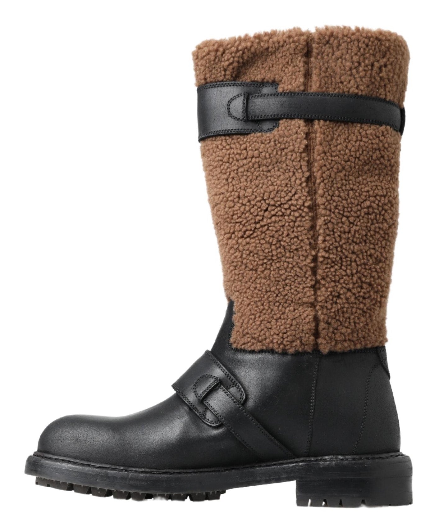 Botas de piel de oveja marrón y negra de Dolce & Gabbana-2