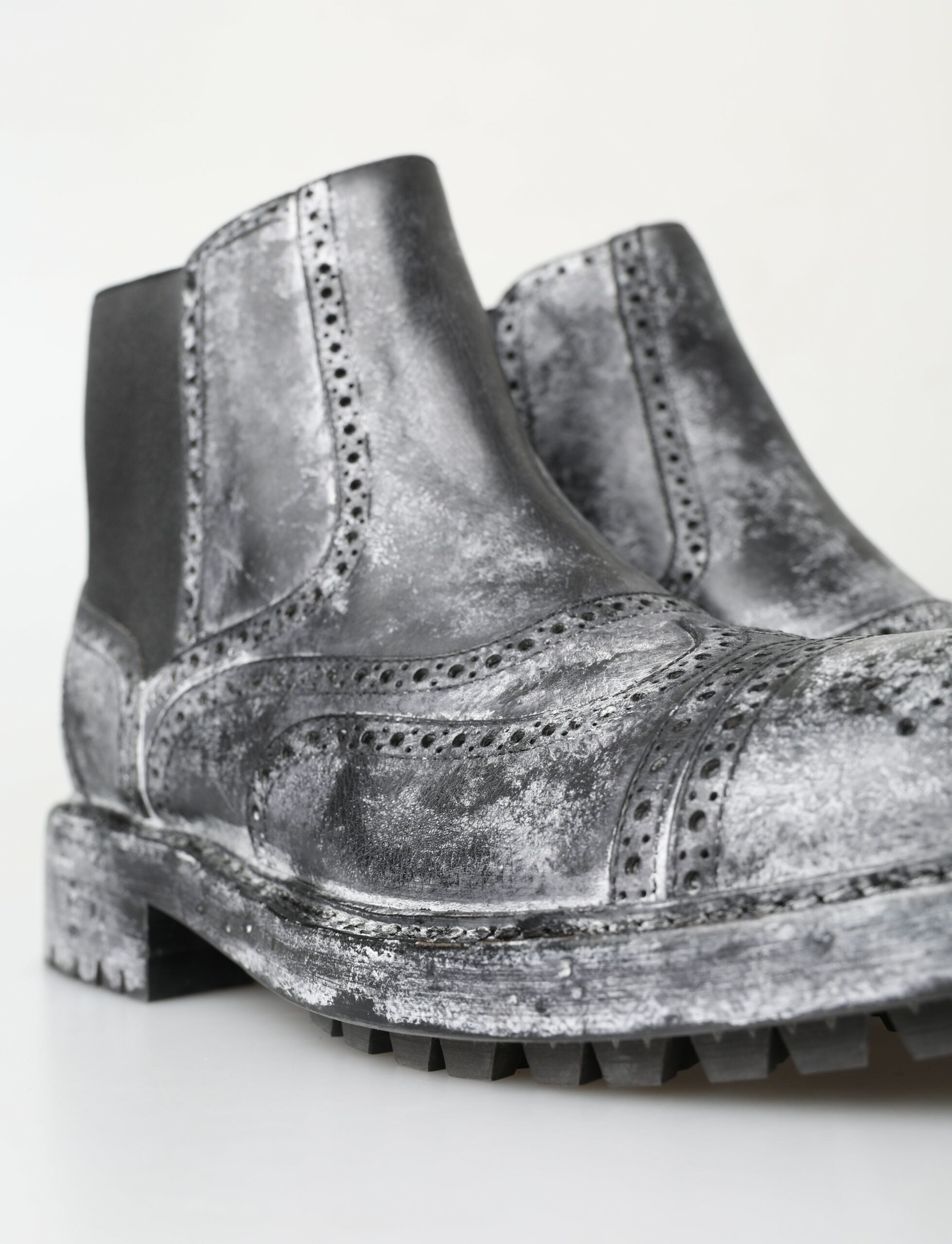 Dolce & Gabbana black and grey leather ankle boots-5